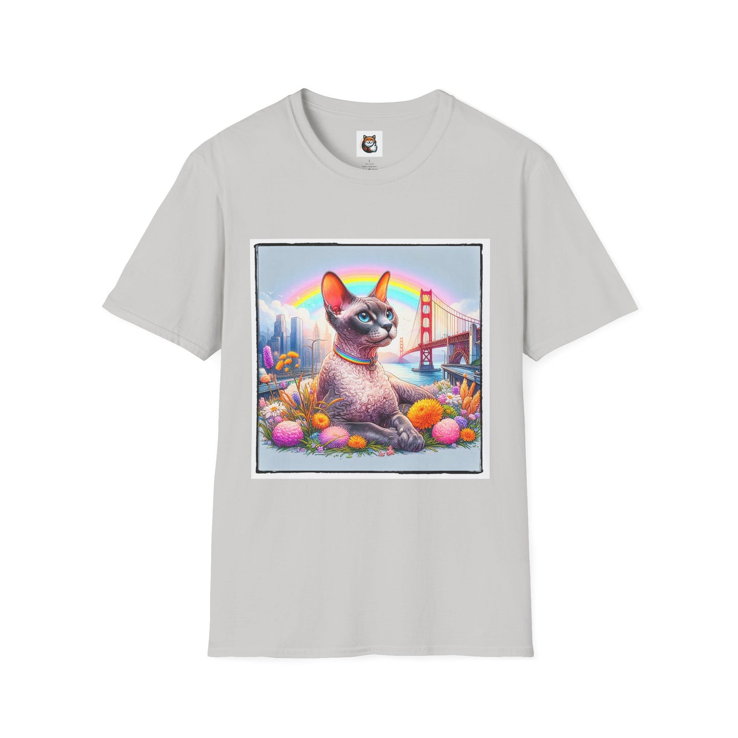 Devon Rex Cat rainbow Softstyle T-Shirt