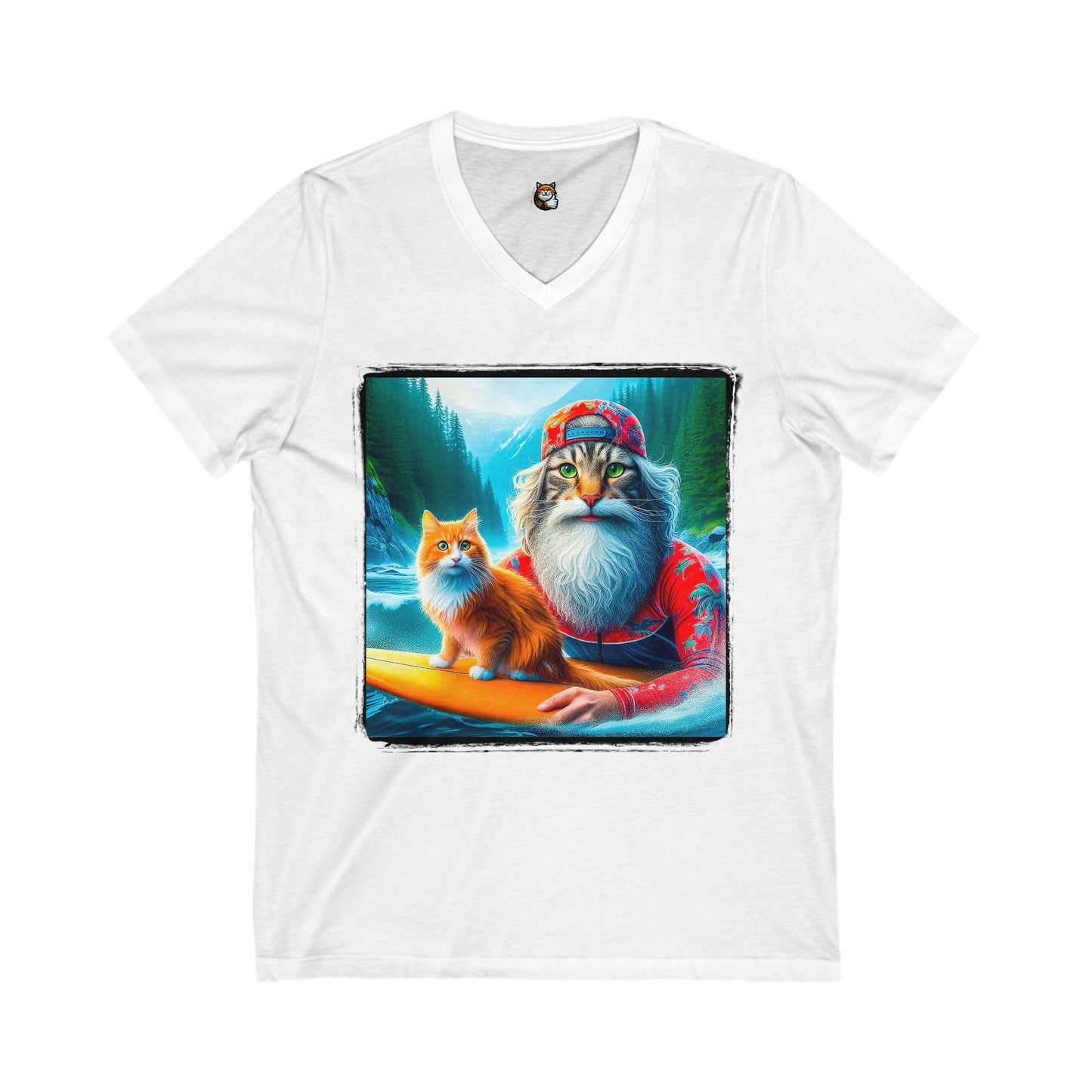 Norwegian Forest Cat Unisex Jersey Short Sleeve V-Neck Tee