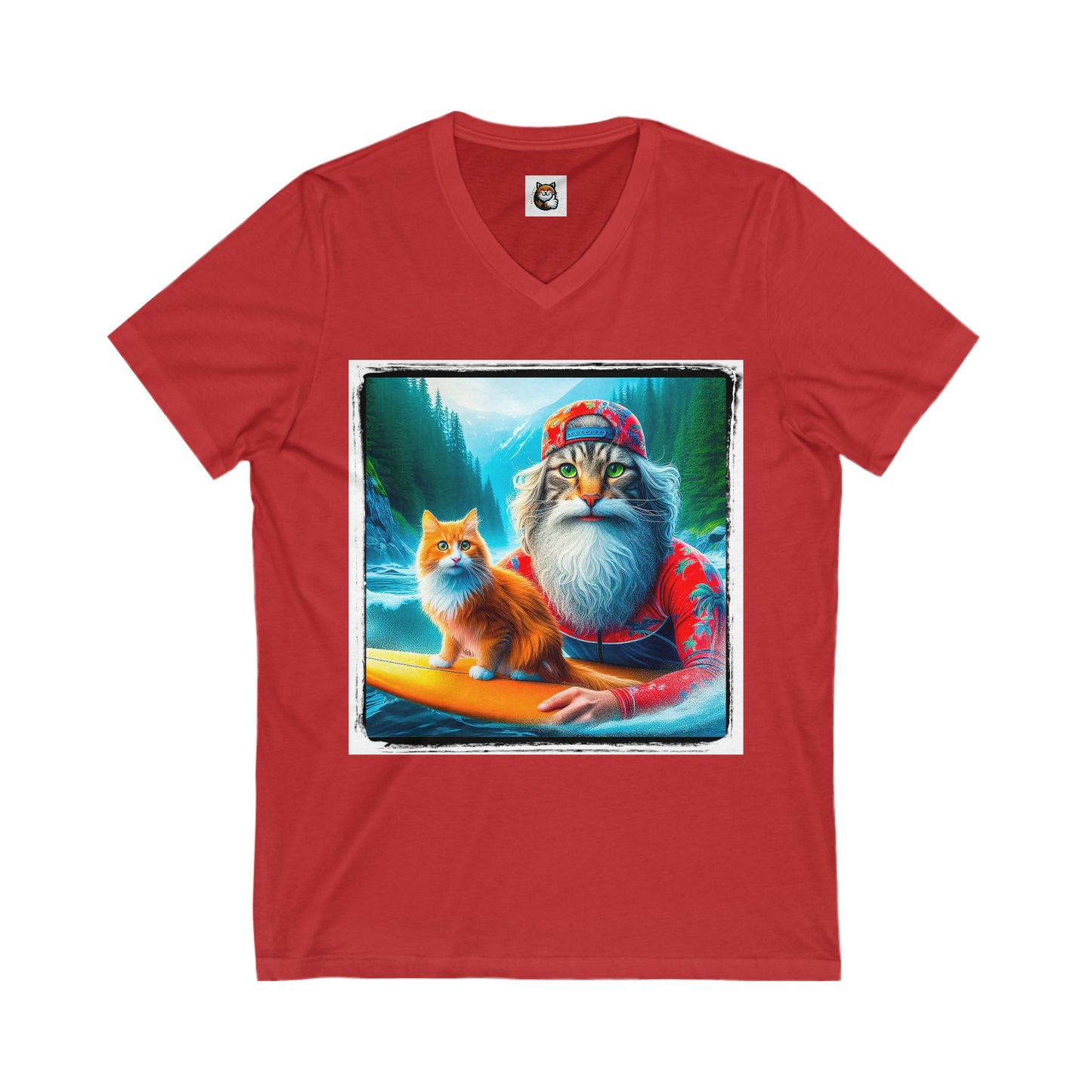 Norwegian Forest Cat Unisex Jersey Short Sleeve V-Neck Tee