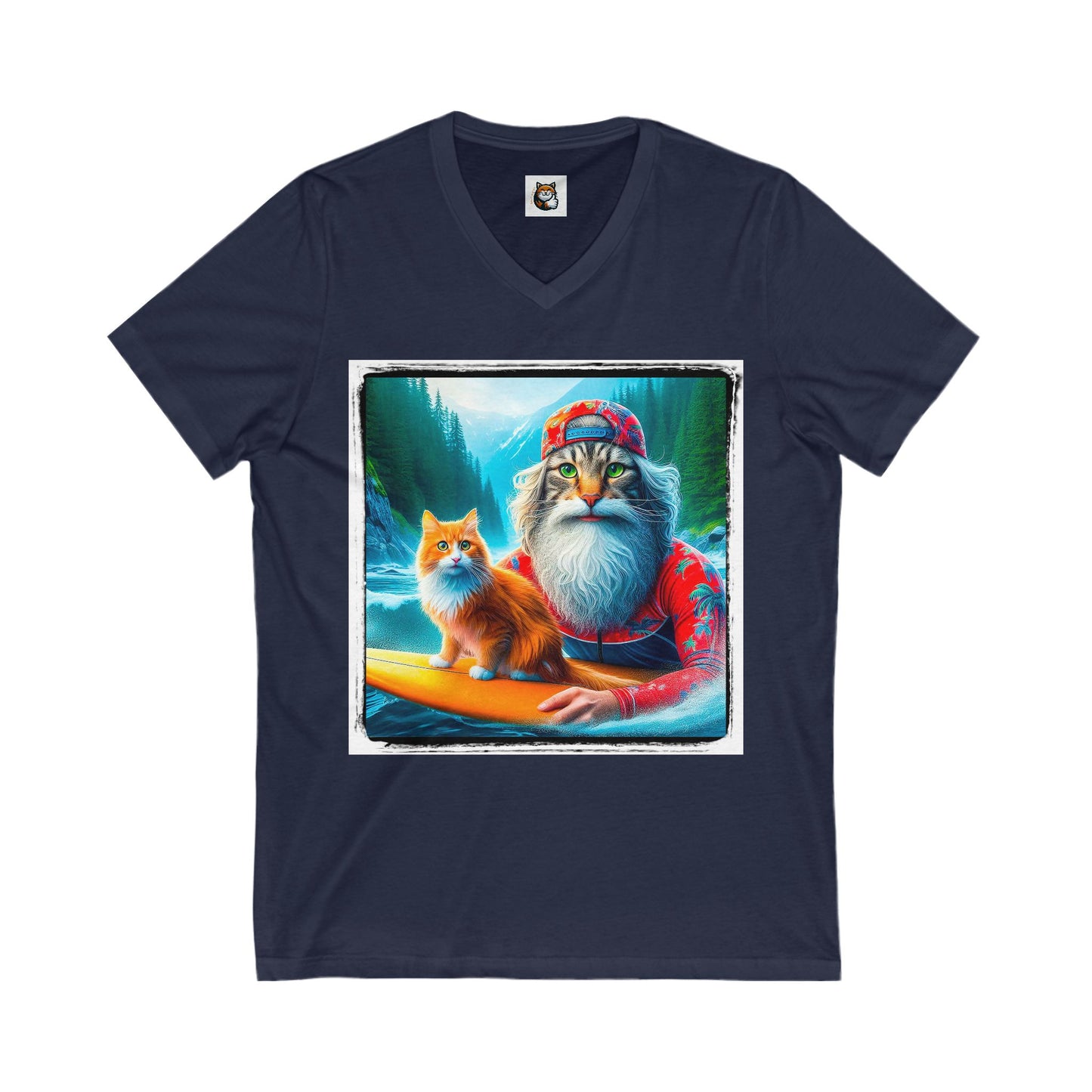 Norwegian Forest Cat Unisex Jersey Short Sleeve V-Neck Tee