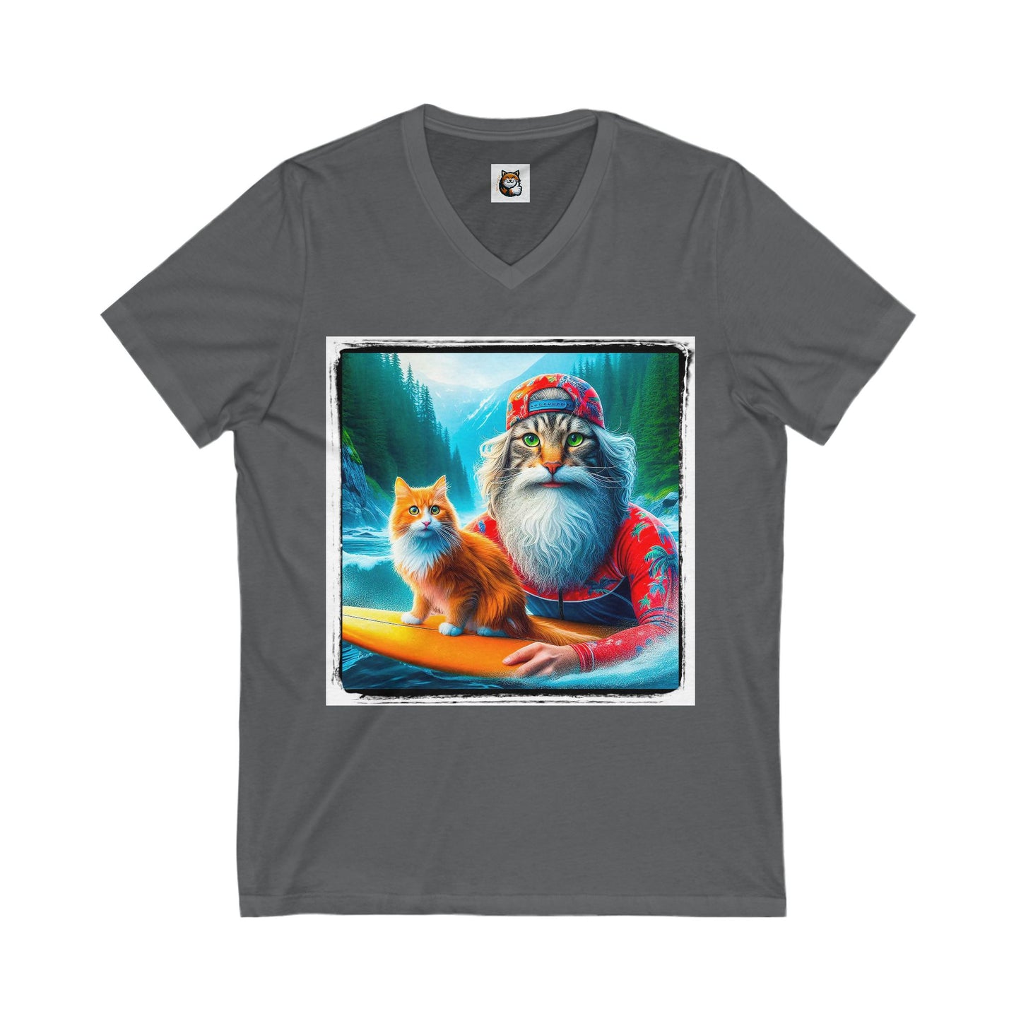 Norwegian Forest Cat Unisex Jersey Short Sleeve V-Neck Tee