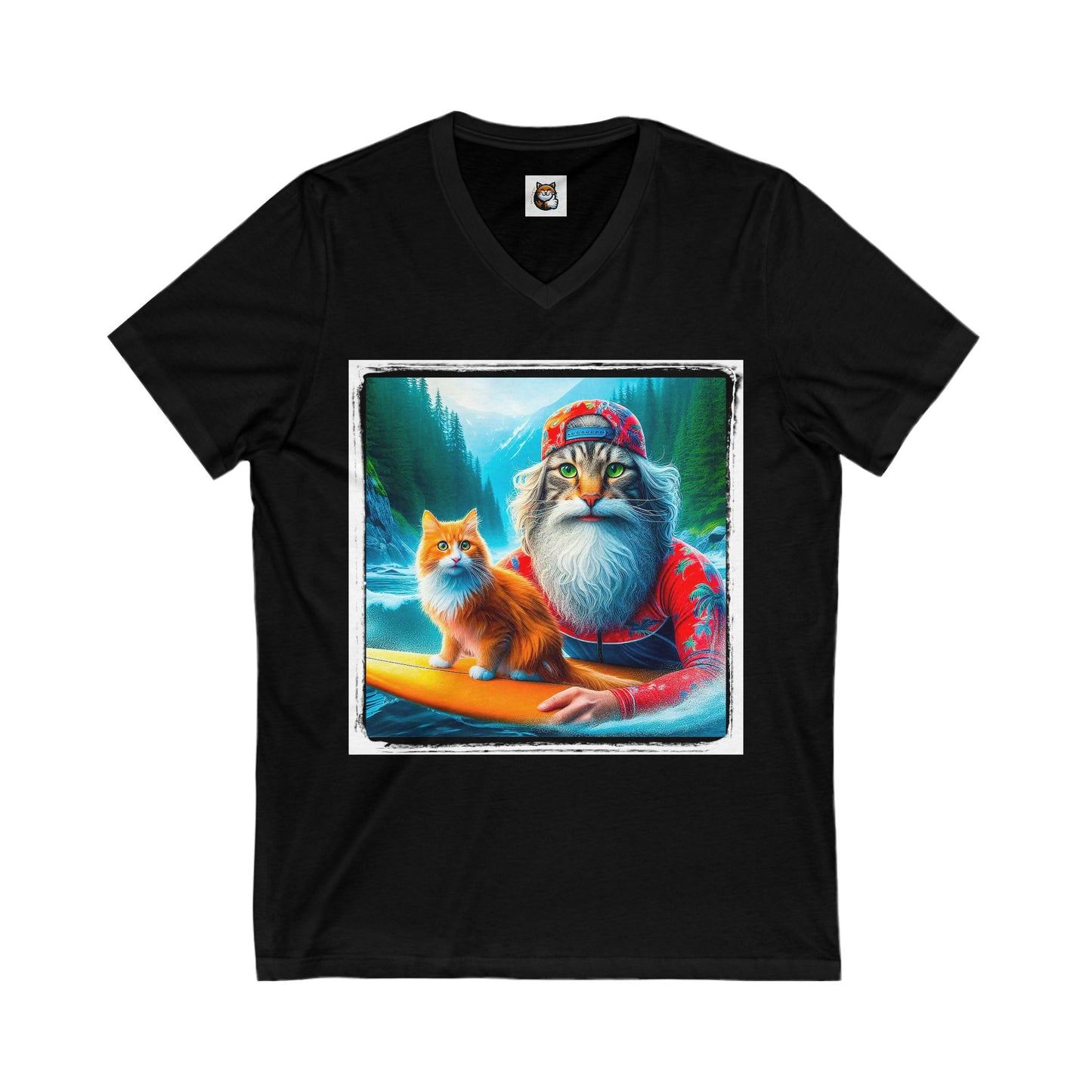 Norwegian Forest Cat Unisex Jersey Short Sleeve V-Neck Tee