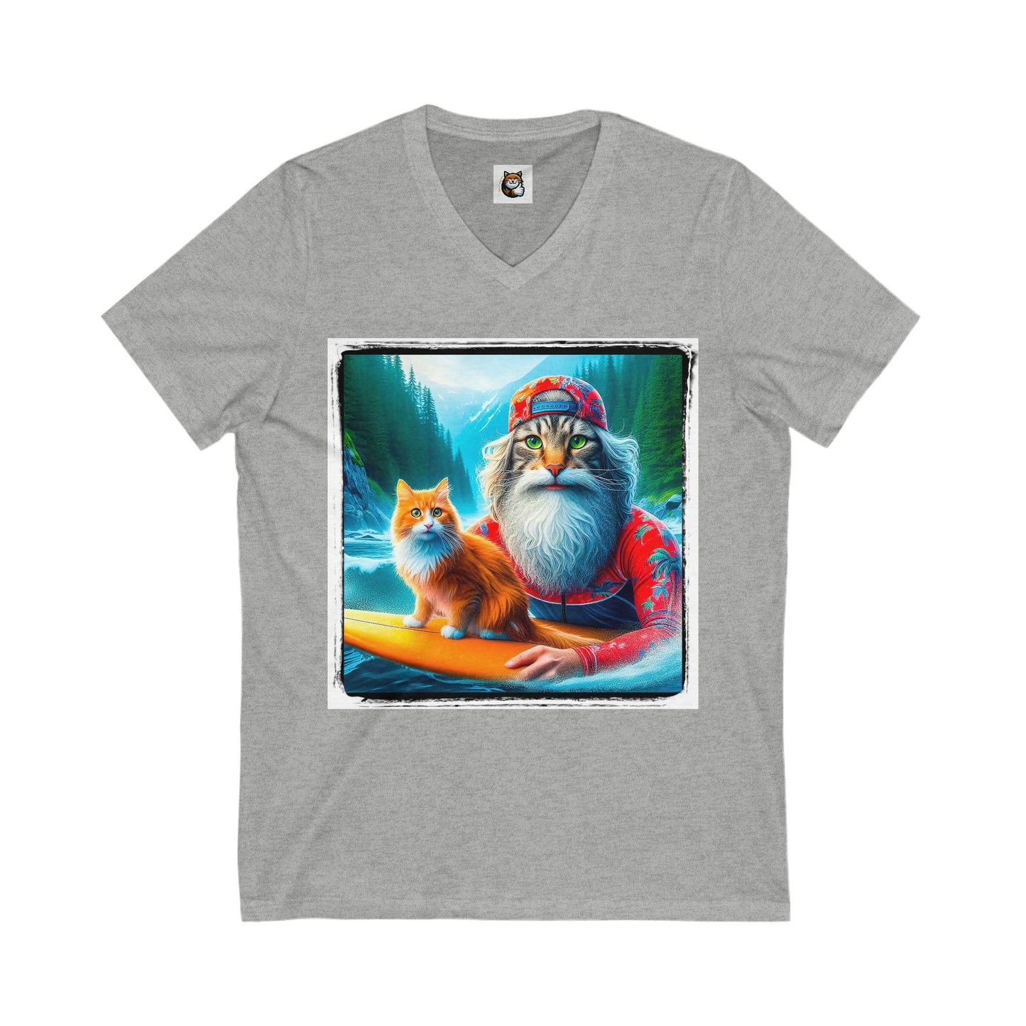 Norwegian Forest Cat Unisex Jersey Short Sleeve V-Neck Tee