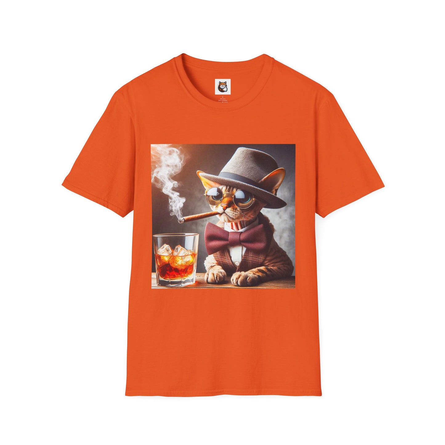 Devon Rex Cat whiskey drinker Softstyle T-Shirt