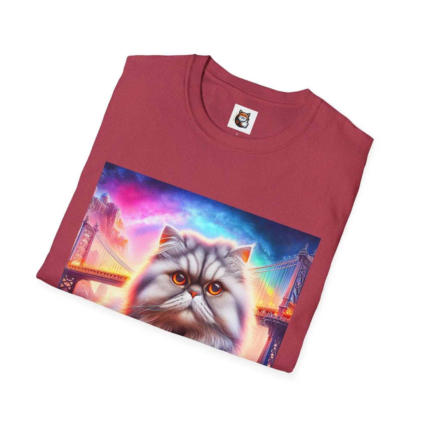 Selkirk Rex Cat T-Shirt purple sunset by Printify