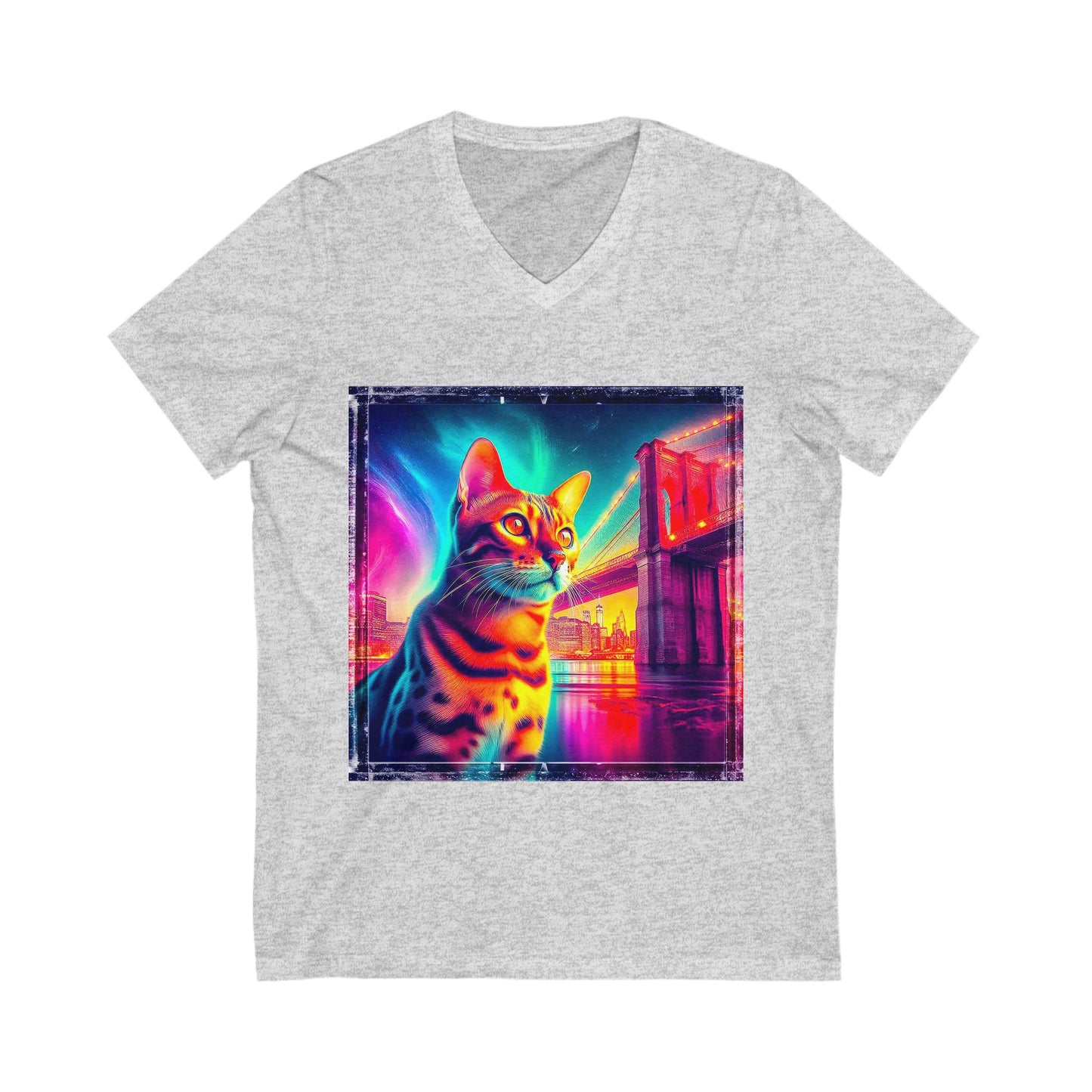 Bengal Unisex pretty colors Short Sleeve V-Neck Tee