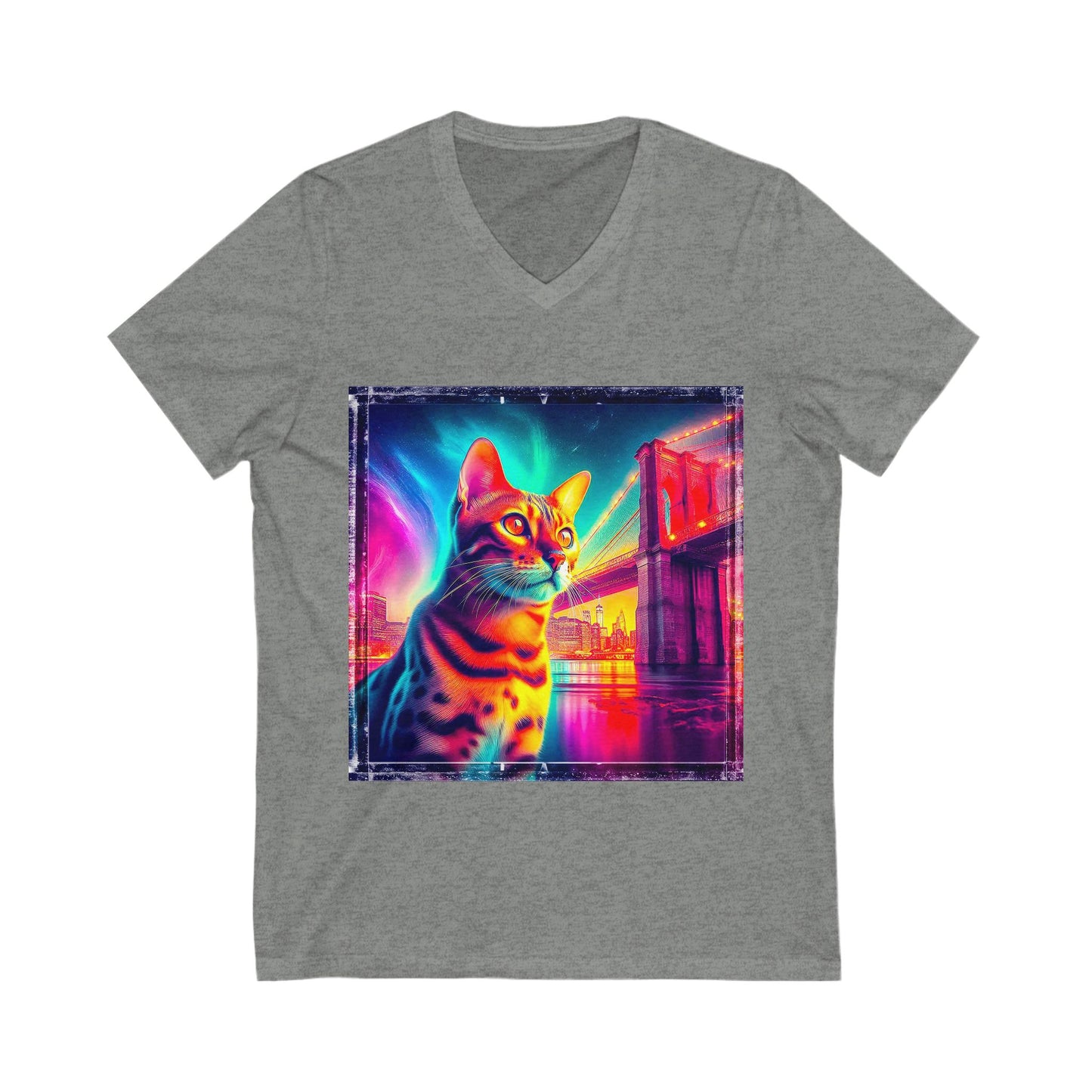 Bengal Unisex pretty colors Short Sleeve V-Neck Tee