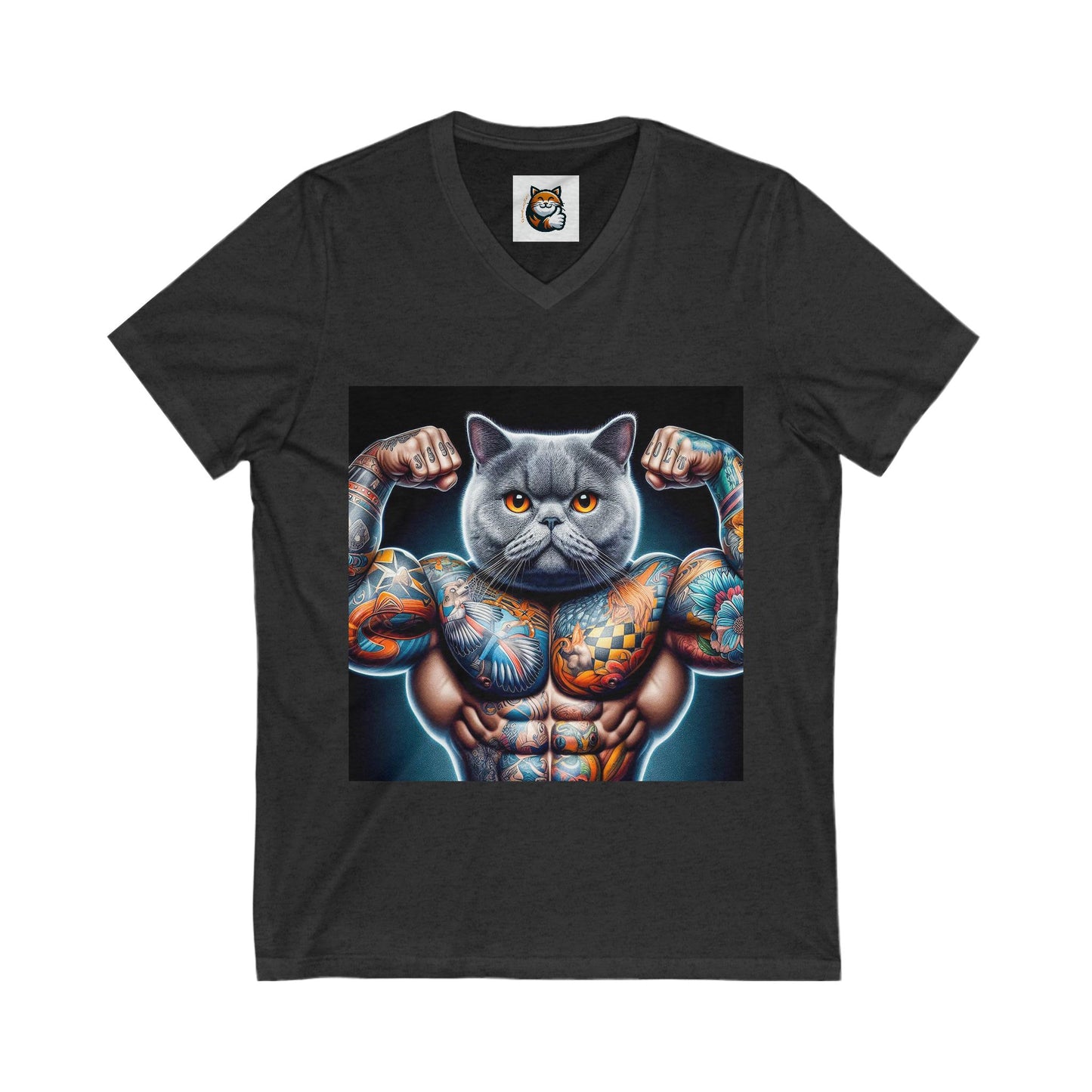 British Shorthair muscles Jersey Short Sleeve V-Neck Tee