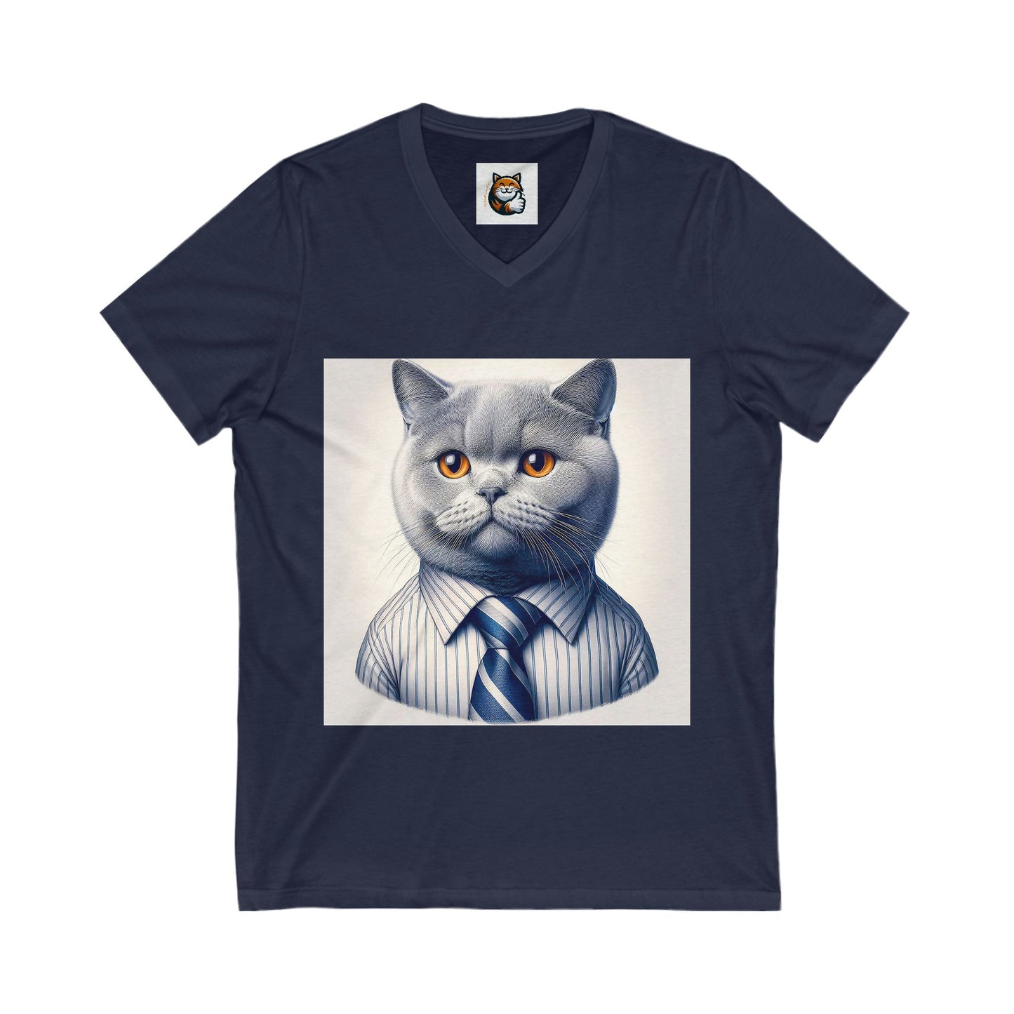 British Shorthair business professional Unisex Jersey Short Sleeve V-Neck Tee