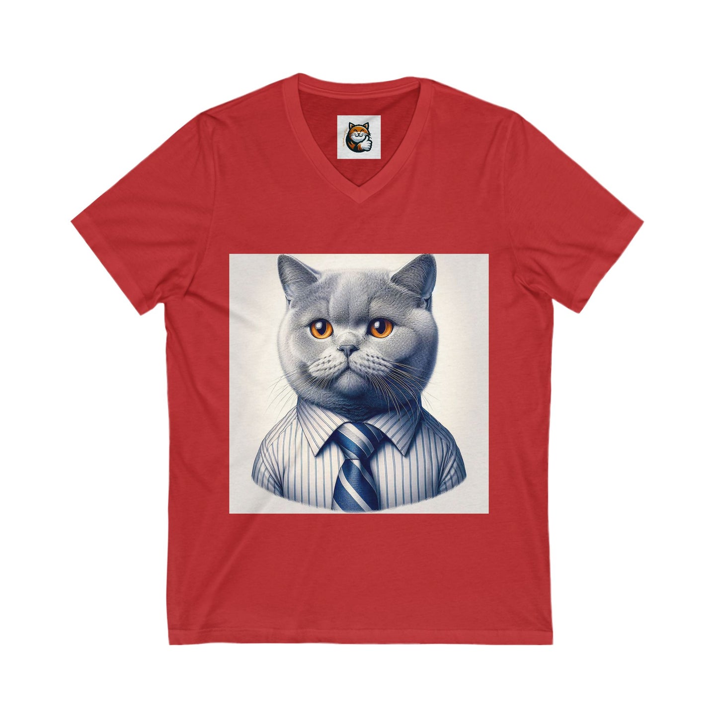 British Shorthair business professional Unisex Jersey Short Sleeve V-Neck Tee