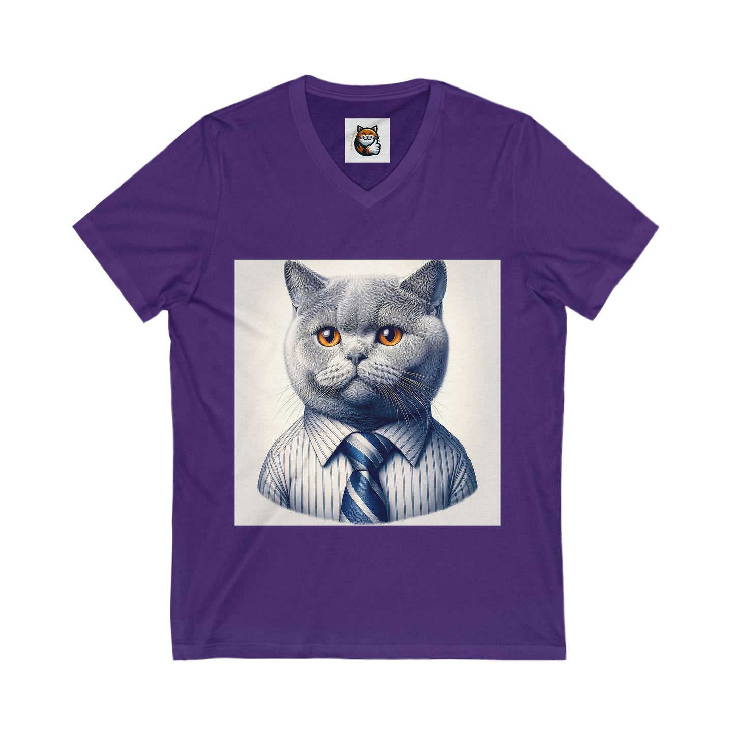 British Shorthair business professional Unisex Jersey Short Sleeve V-Neck Tee