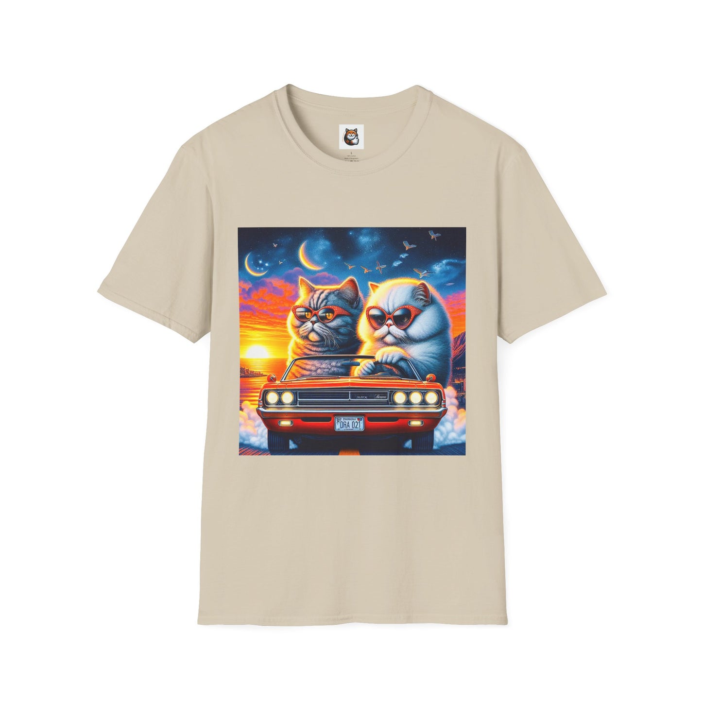 Selkirk Rex Cat T-Shirt sunset driving