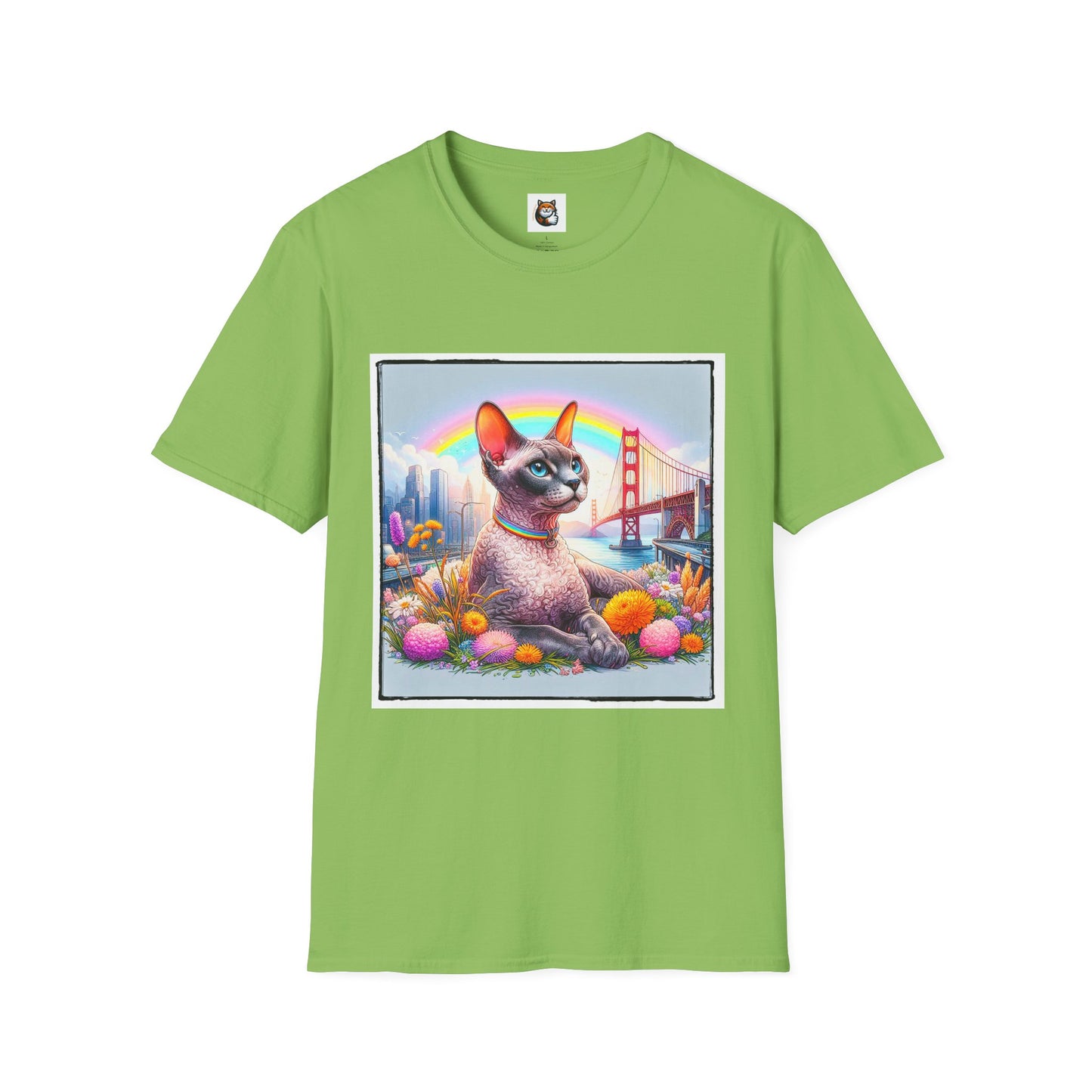 Devon Rex Cat rainbow Softstyle T-Shirt