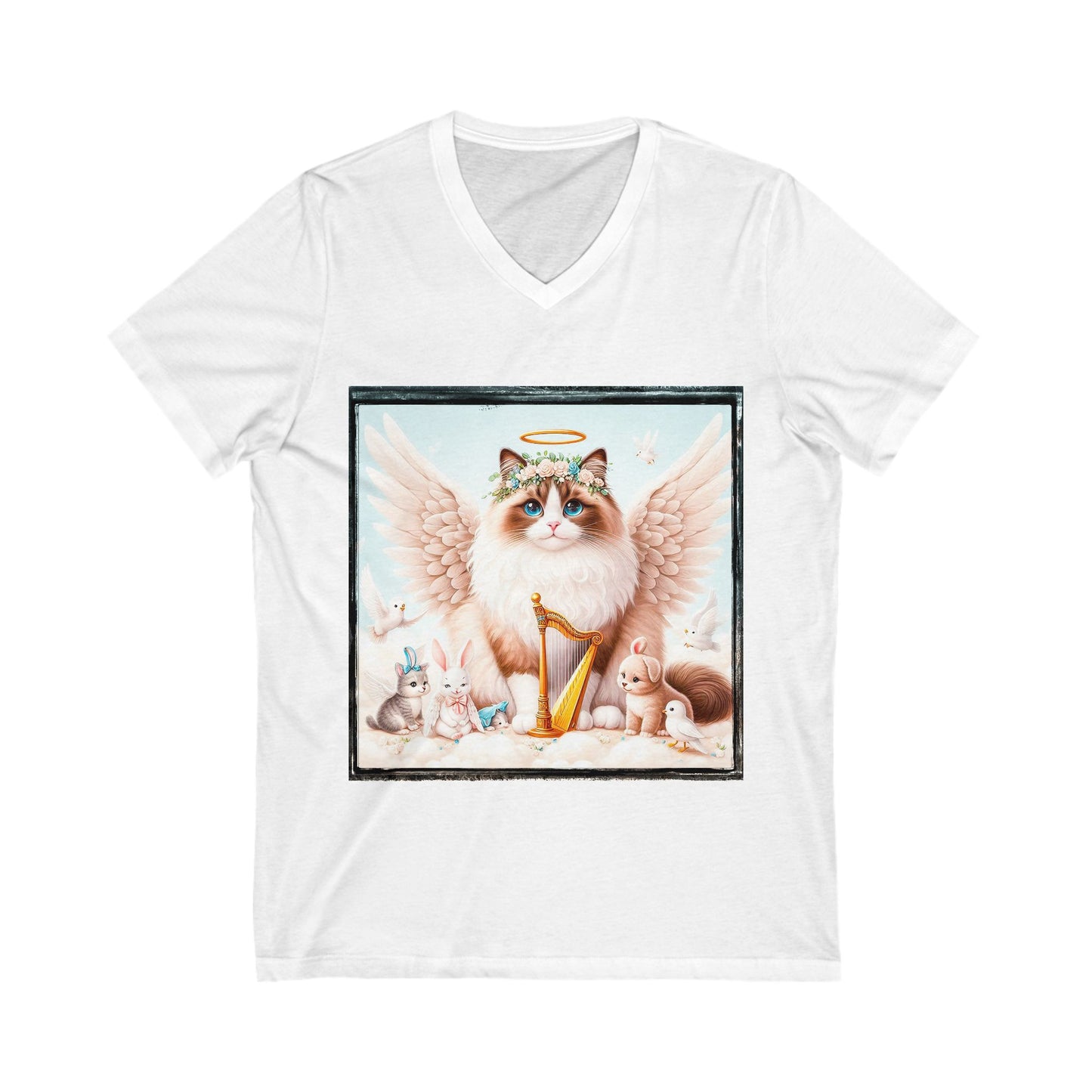 Ragdoll Cat Unisex Jersey Short Sleeve V-Neck Tee