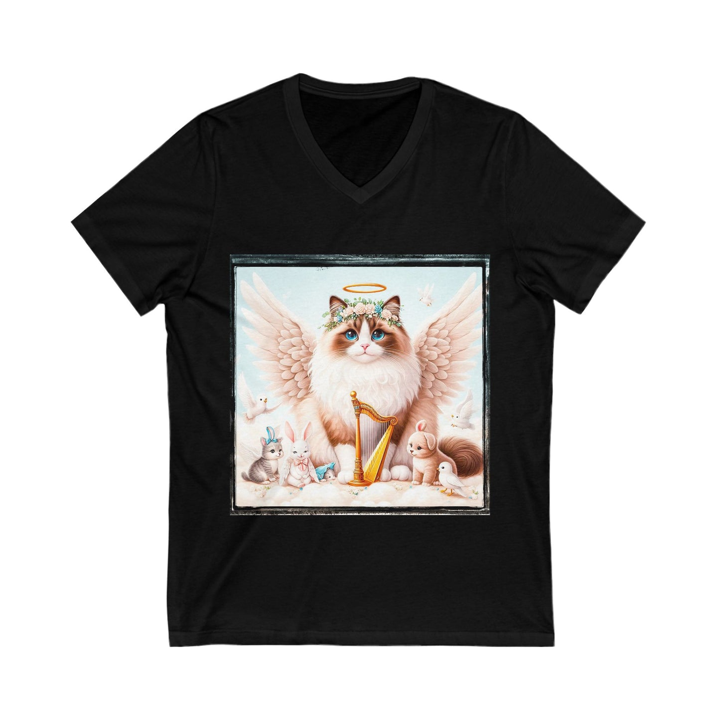 Ragdoll Cat Unisex Jersey Short Sleeve V-Neck Tee