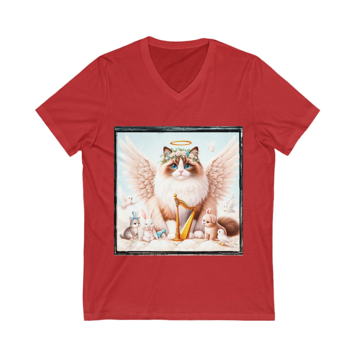 Ragdoll Cat Unisex Jersey Short Sleeve V-Neck Tee