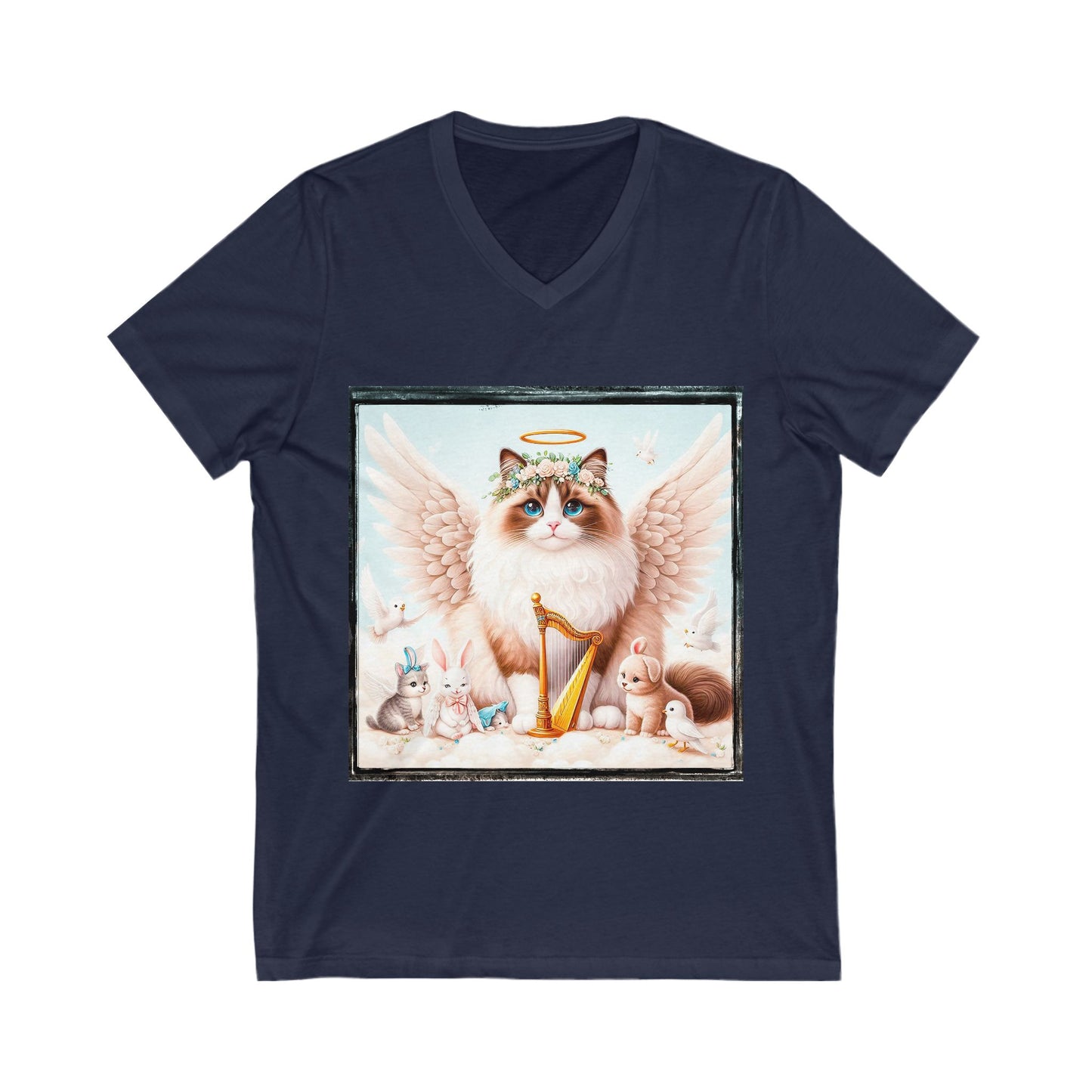 Ragdoll Cat Unisex Jersey Short Sleeve V-Neck Tee
