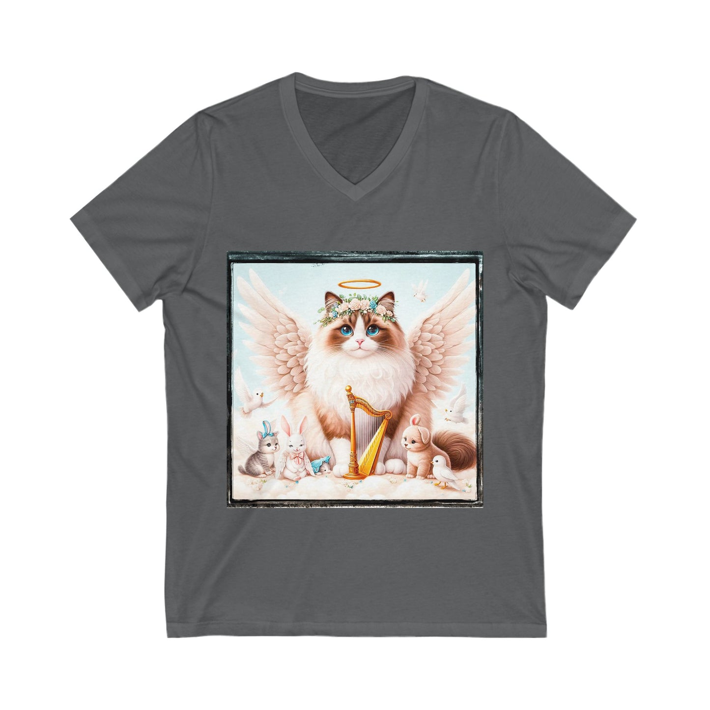 Ragdoll Cat Unisex Jersey Short Sleeve V-Neck Tee