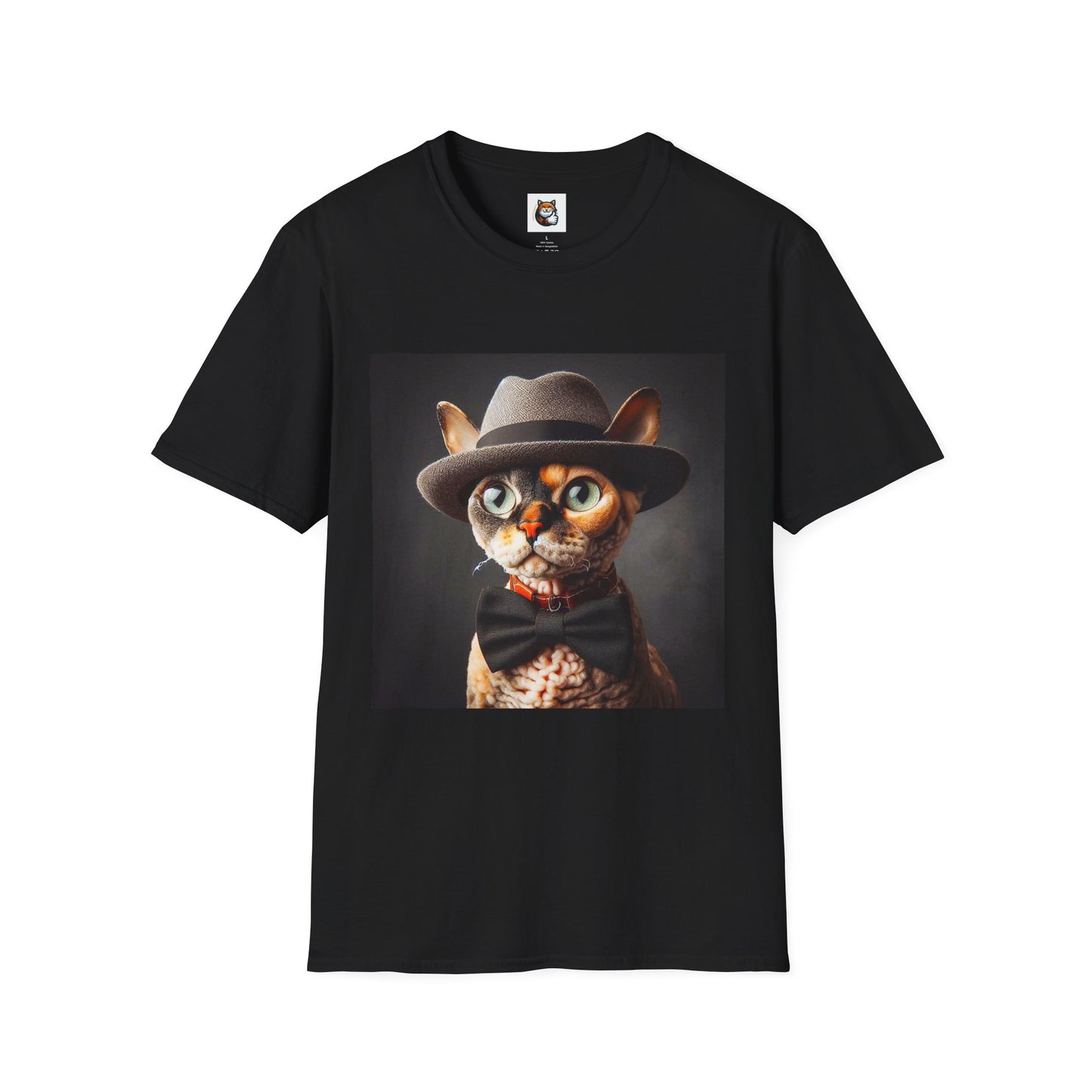 Devon Rex Cat hat and tie Softstyle T-Shirt
