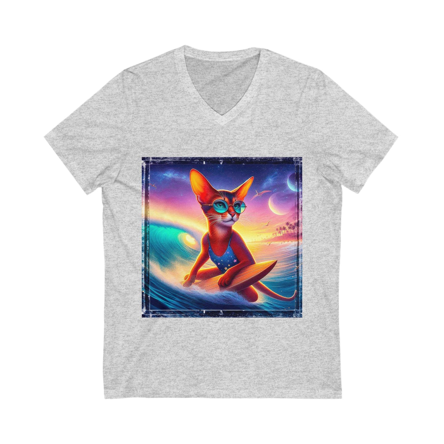 Abyssinian crashing waves Jersey Short Sleeve V-Neck Tee