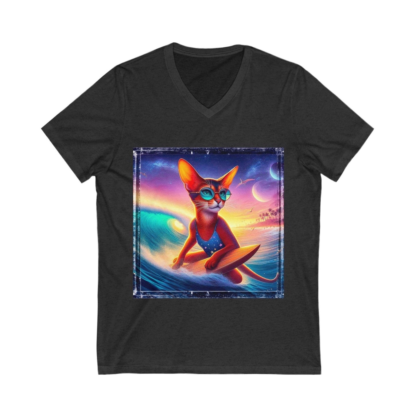 Abyssinian crashing waves Jersey Short Sleeve V-Neck Tee