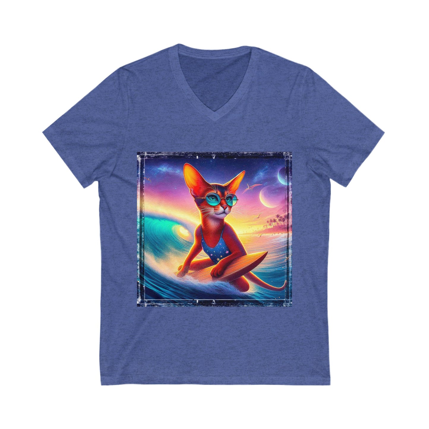 Abyssinian crashing waves Jersey Short Sleeve V-Neck Tee