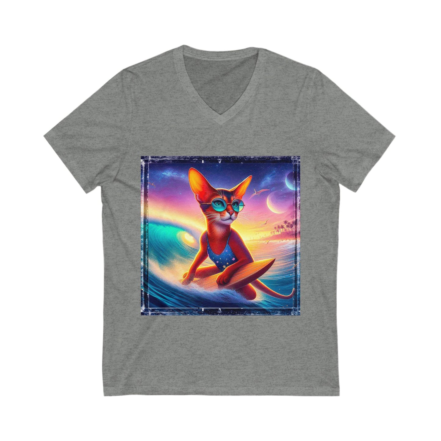 Abyssinian crashing waves Jersey Short Sleeve V-Neck Tee