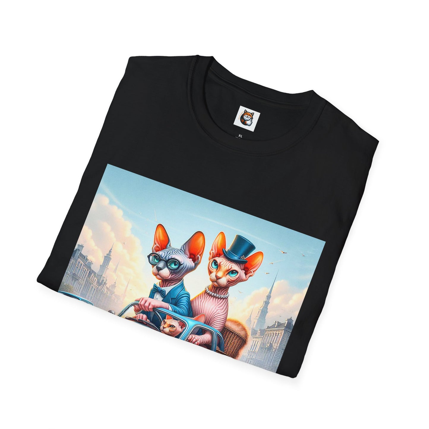 Wacky Sphynx Cat blue car