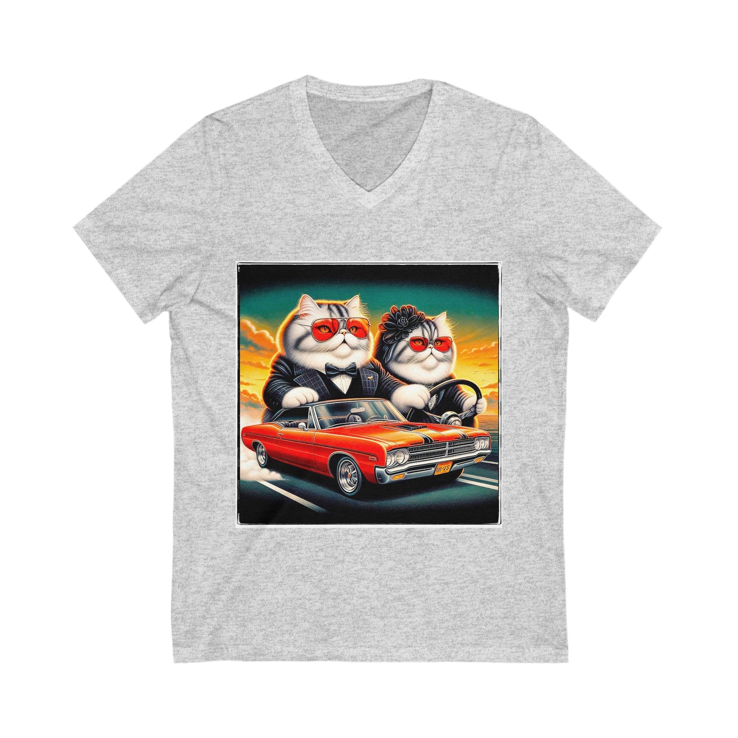 Wacky Exotic Shorthair Cat Unisex Jersey Short Sleeve V-Neck Tee