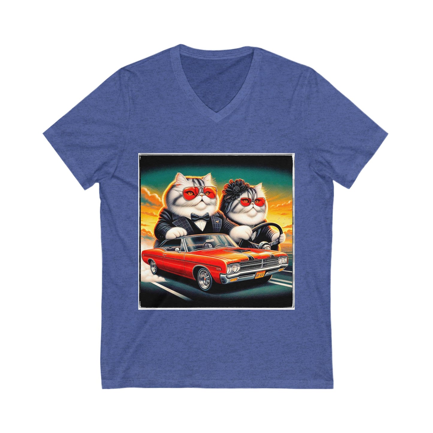 Wacky Exotic Shorthair Cat Unisex Jersey Short Sleeve V-Neck Tee