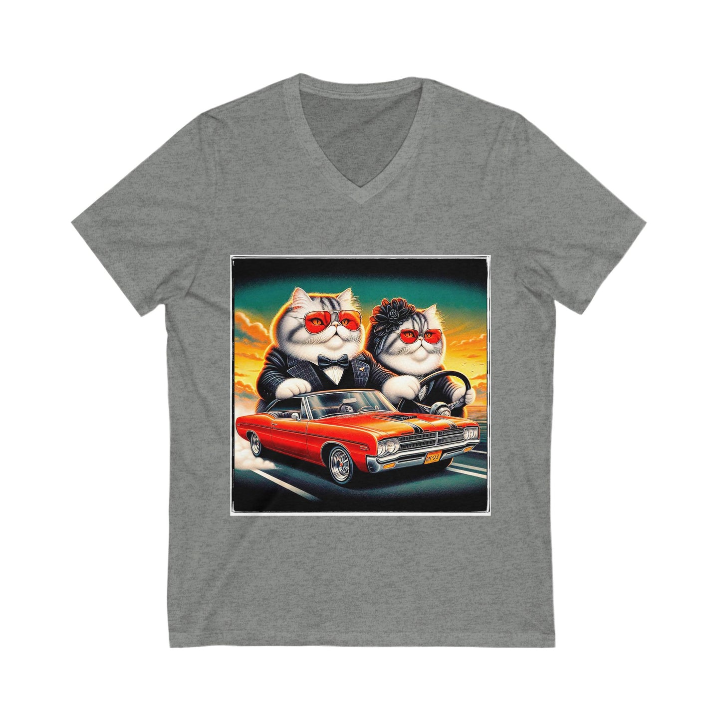 Wacky Exotic Shorthair Cat Unisex Jersey Short Sleeve V-Neck Tee