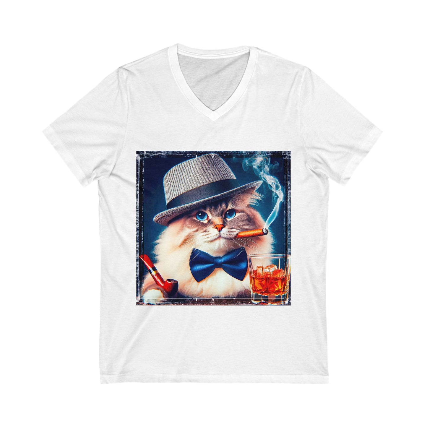 Ragdoll Cat Unisex Jersey Short Sleeve V-Neck Tee
