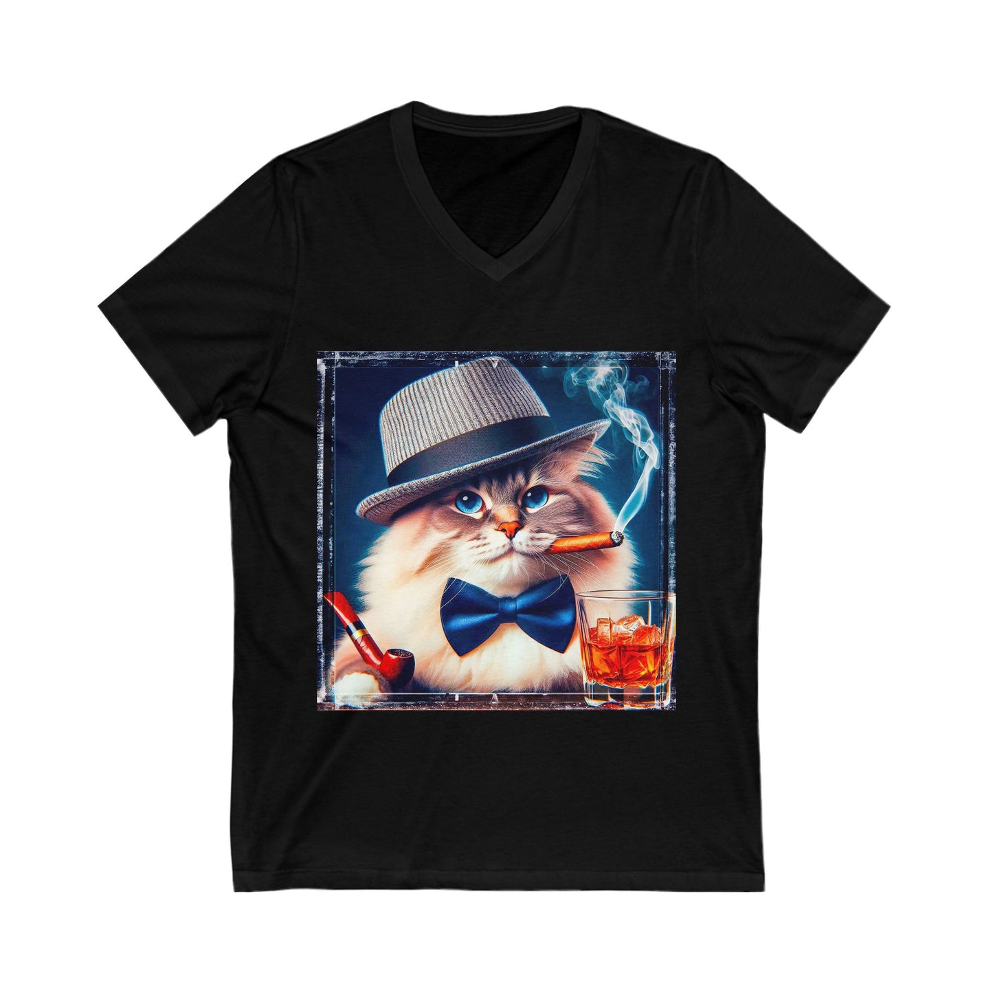 Ragdoll Cat Unisex Jersey Short Sleeve V-Neck Tee