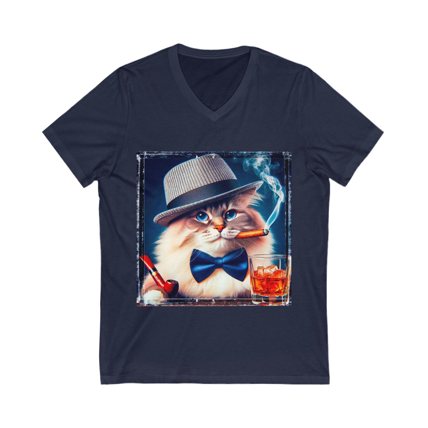 Ragdoll Cat Unisex Jersey Short Sleeve V-Neck Tee