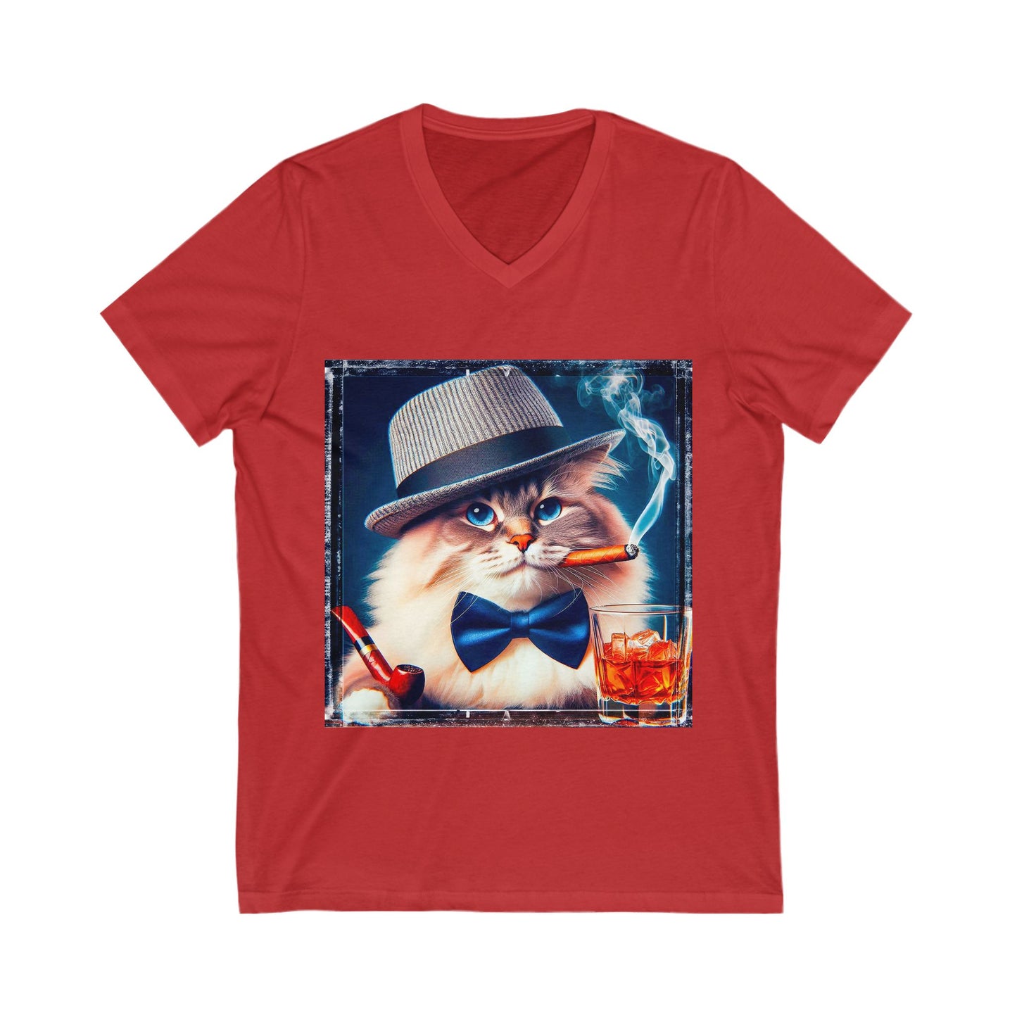 Ragdoll Cat Unisex Jersey Short Sleeve V-Neck Tee