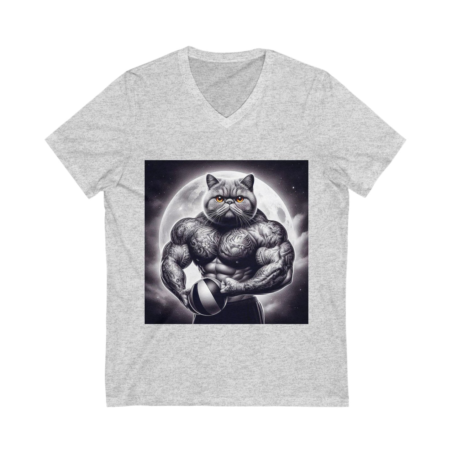 Exotic Shorthair Cat Unisex Jersey Short Sleeve V-Neck Tee