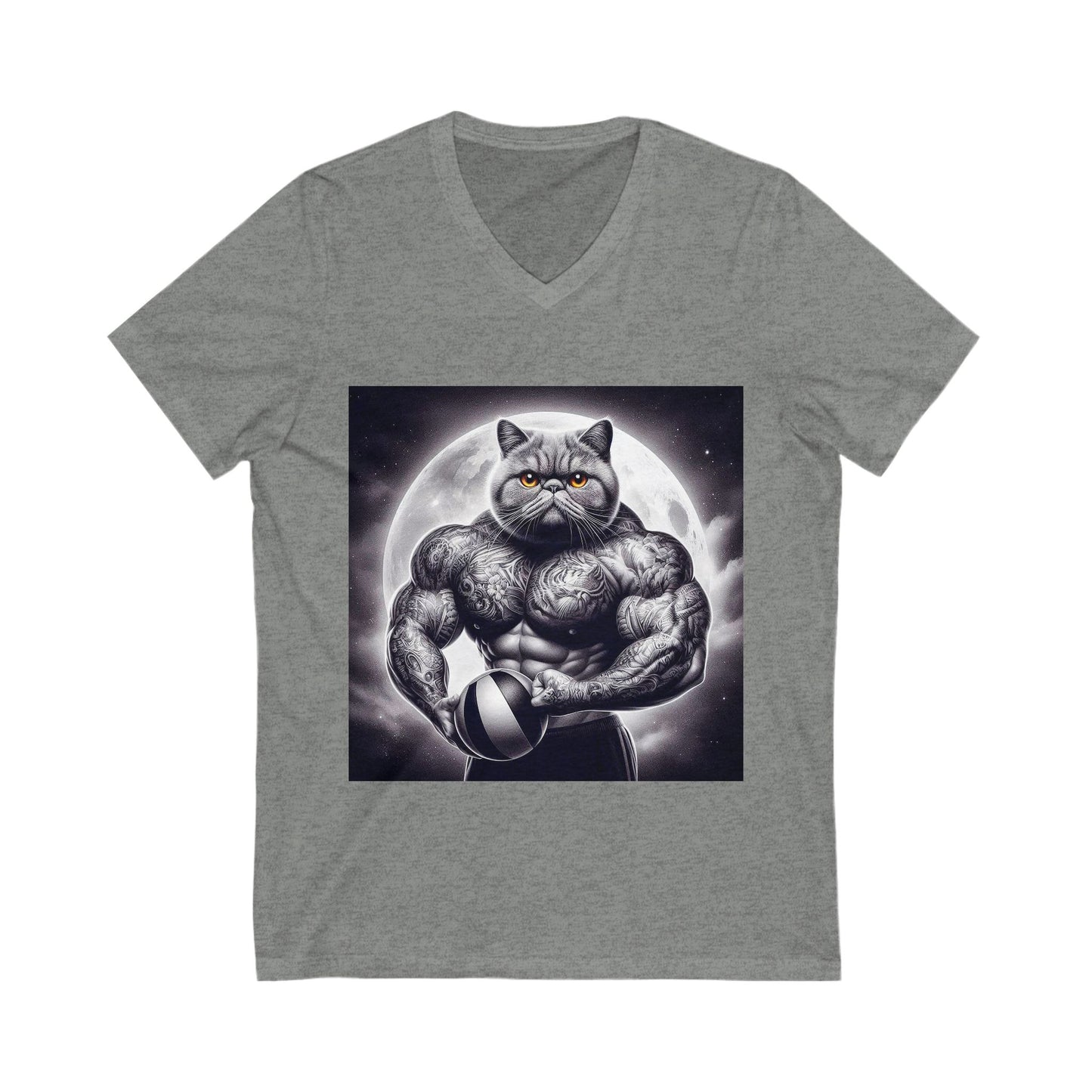Exotic Shorthair Cat Unisex Jersey Short Sleeve V-Neck Tee