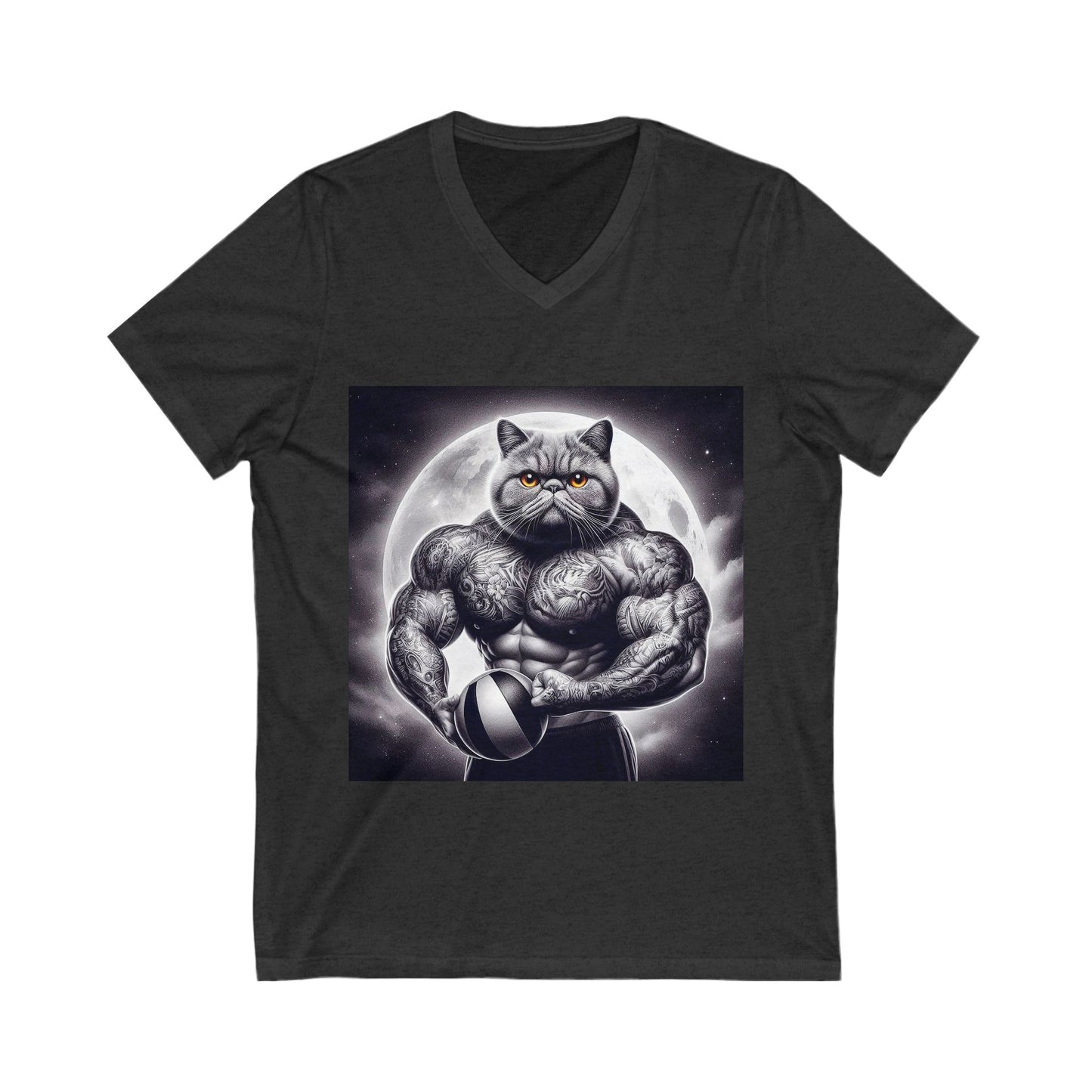Exotic Shorthair Cat Unisex Jersey Short Sleeve V-Neck Tee