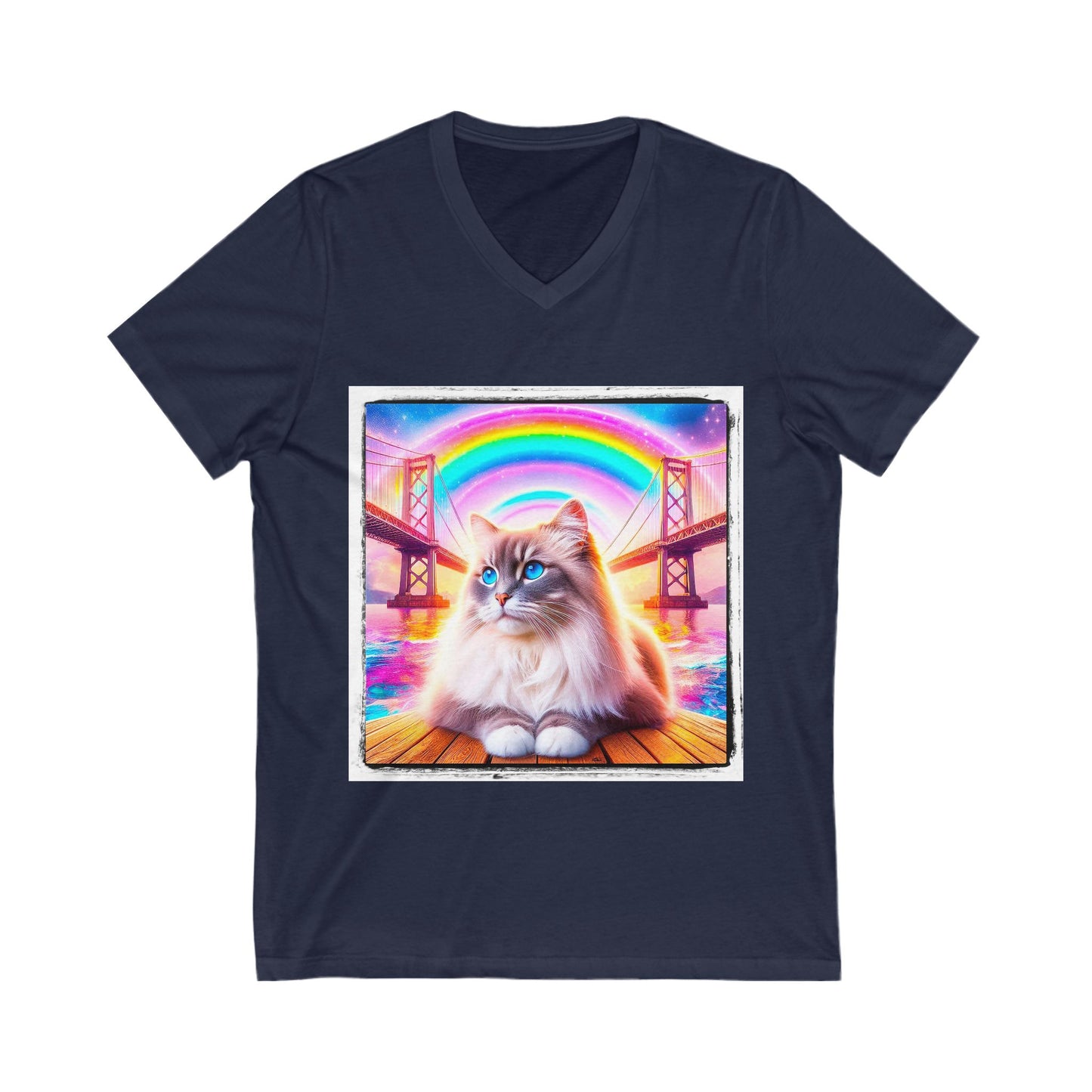 Ragdoll Cat Unisex Jersey Short Sleeve V-Neck Tee