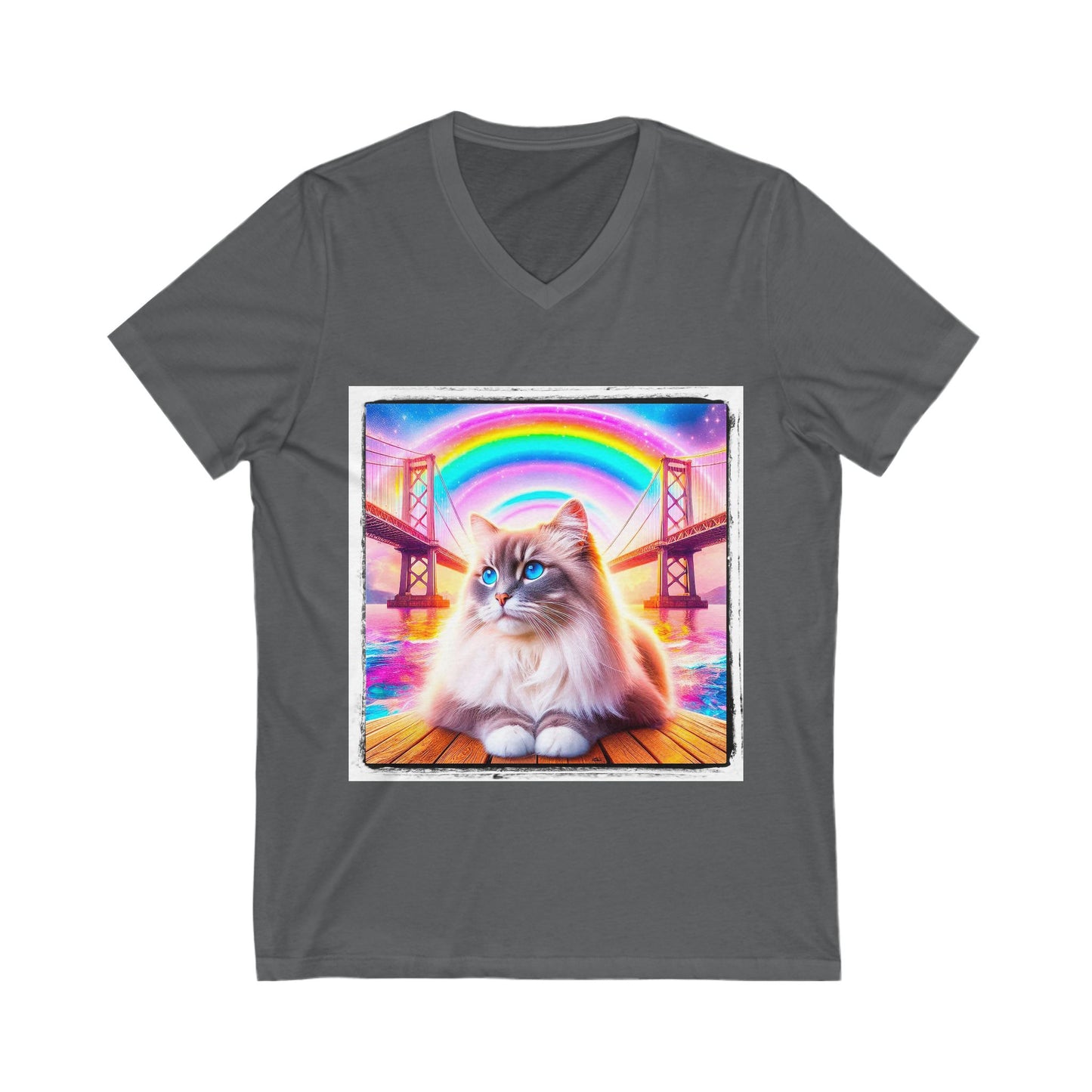 Ragdoll Cat Unisex Jersey Short Sleeve V-Neck Tee