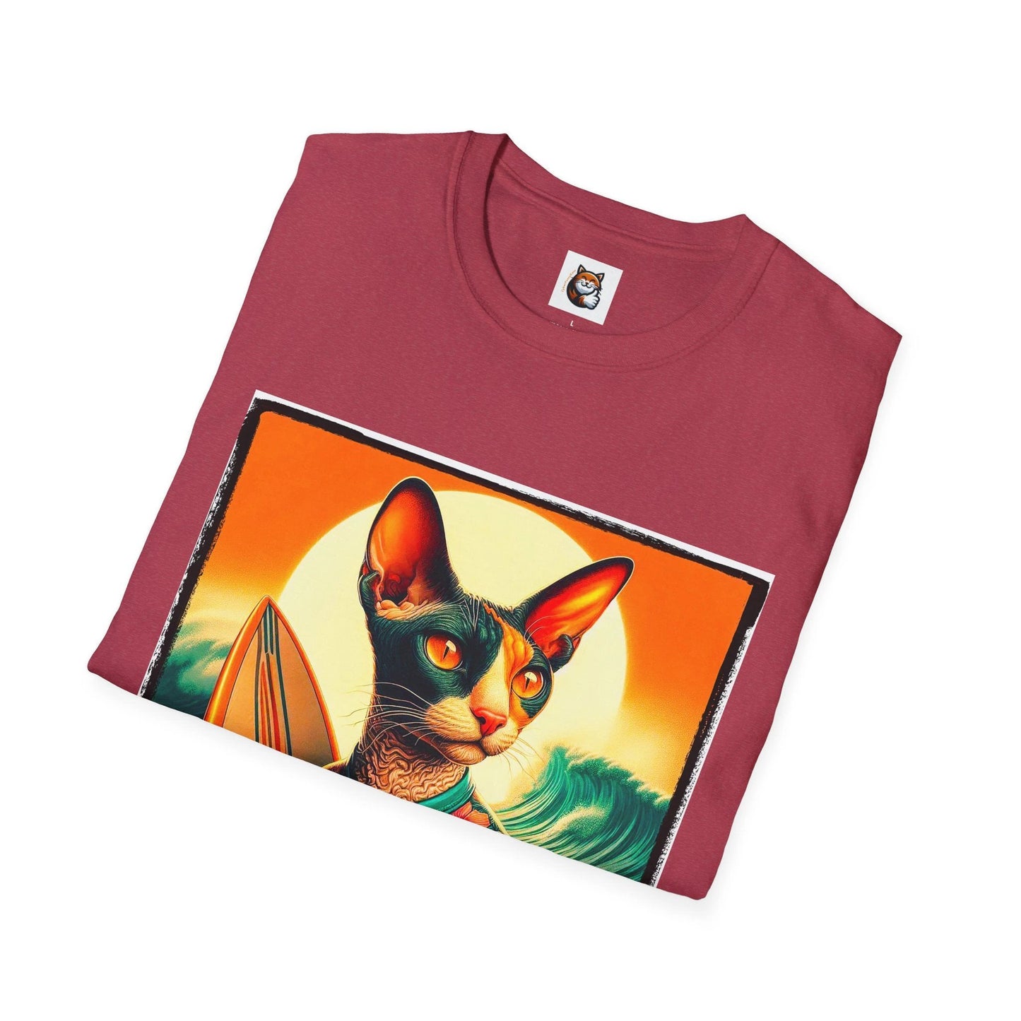 Cornish Rex Cat crashing waves T-Shirt by Printify
