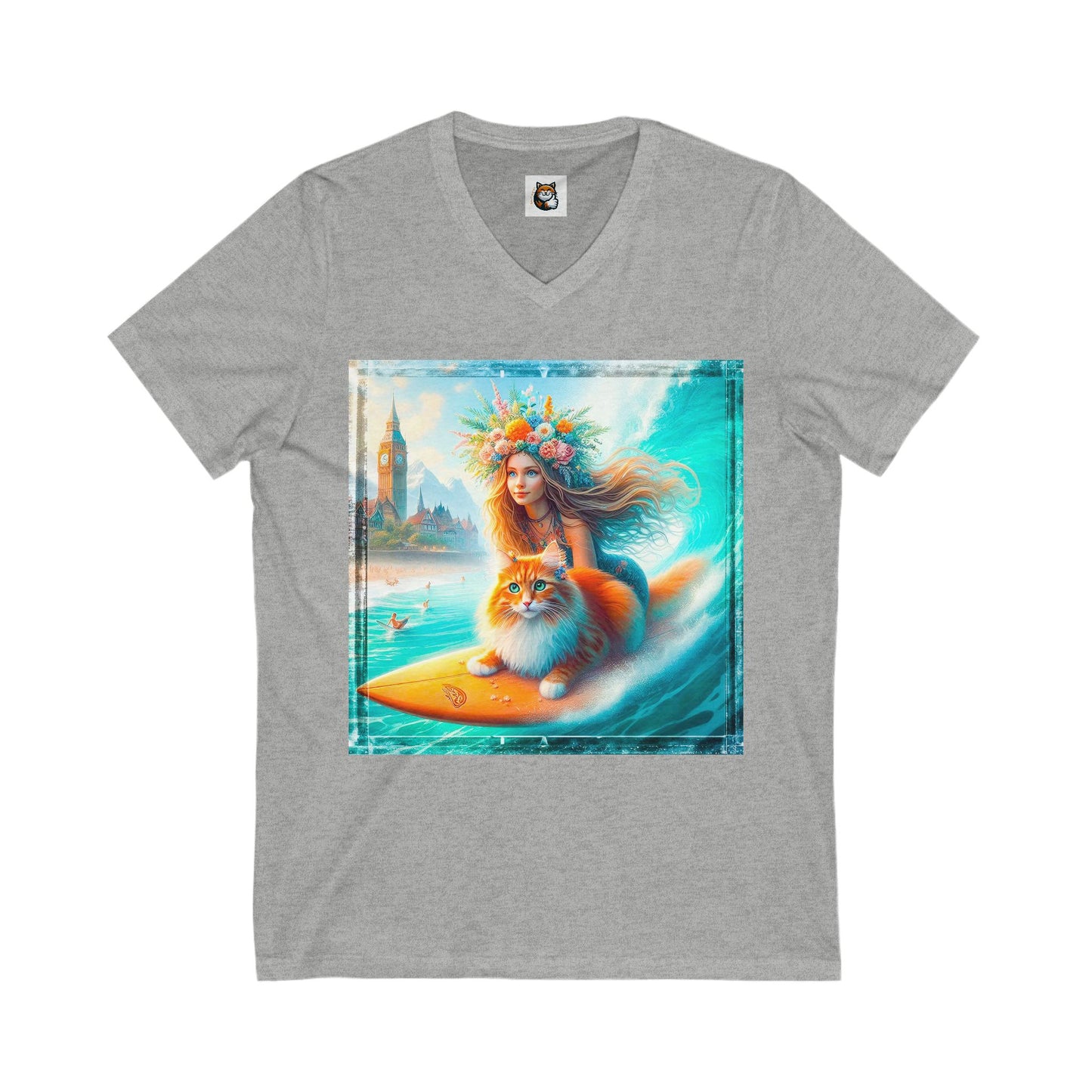 Norwegian Forest Cat Unisex Jersey Short Sleeve V-Neck Tee