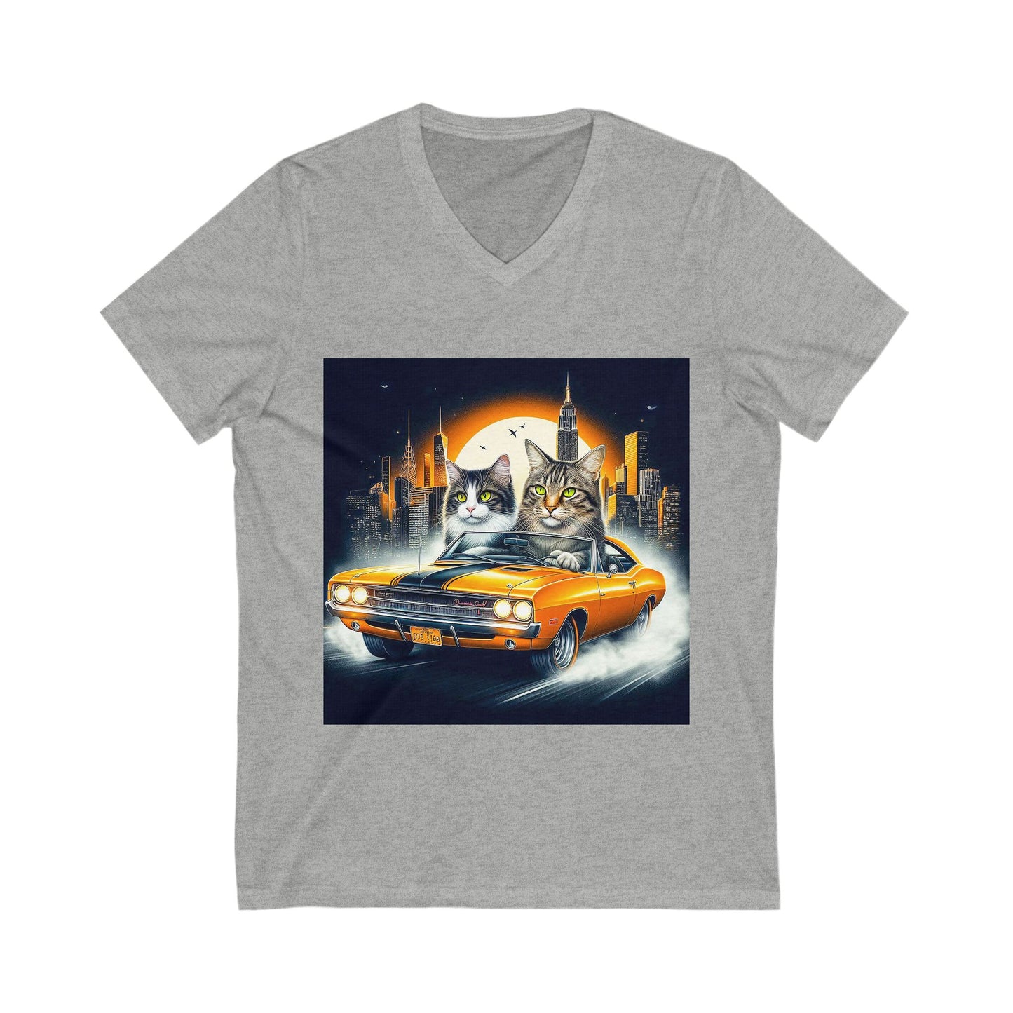 Wacky Domestic Cat Unisex Jersey Short Sleeve V-Neck Tee