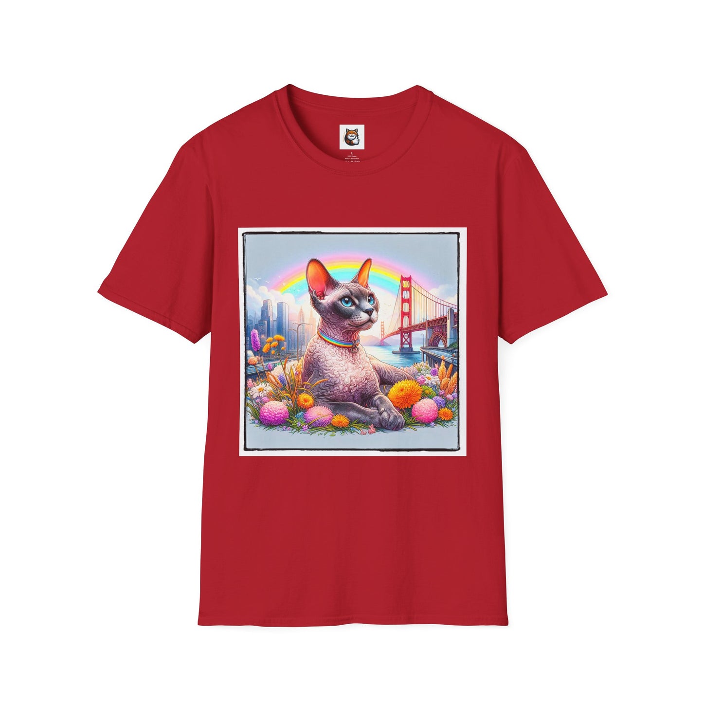 Devon Rex Cat rainbow Softstyle T-Shirt