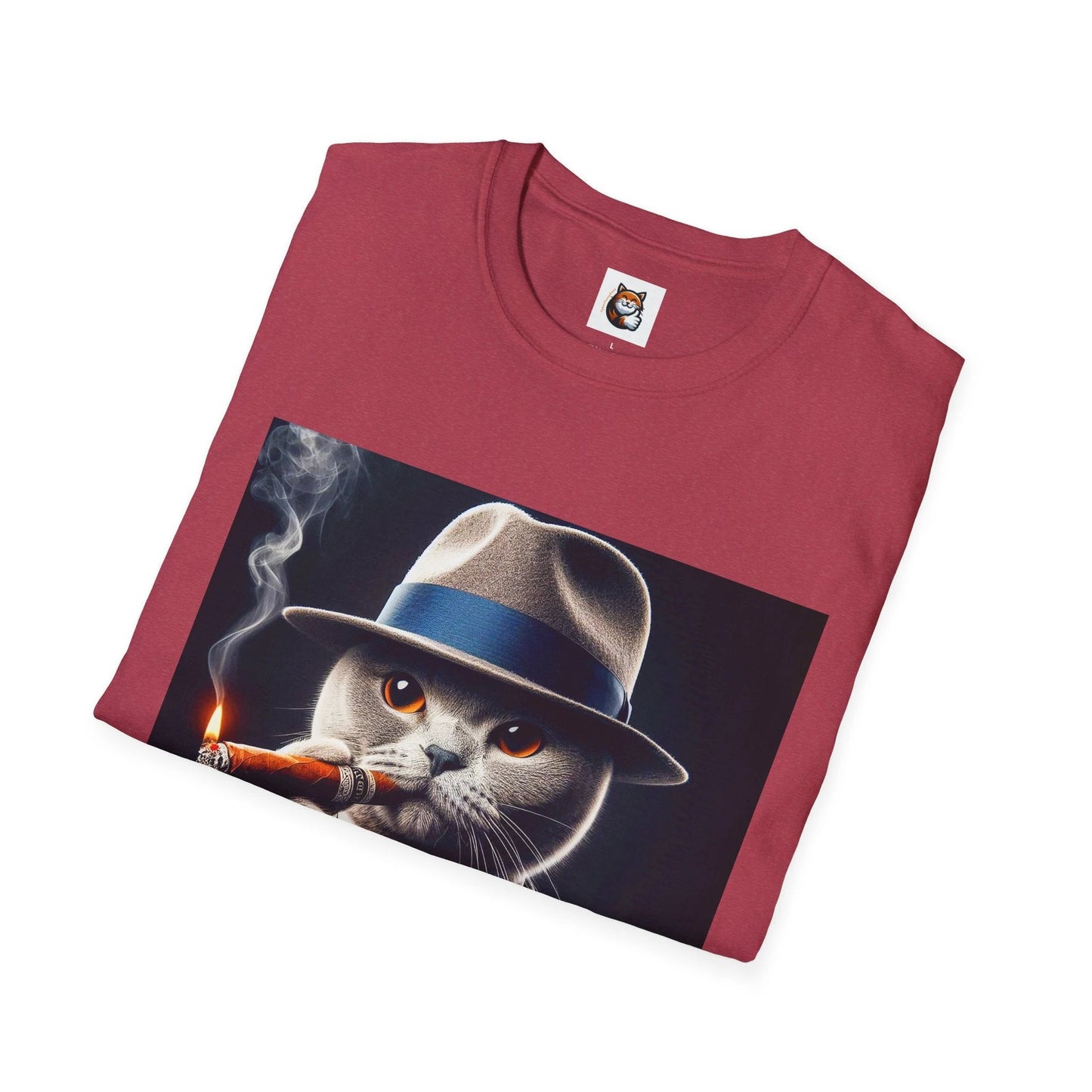 Russian Blue Cat smoking and cigars T-Shirt by Printify