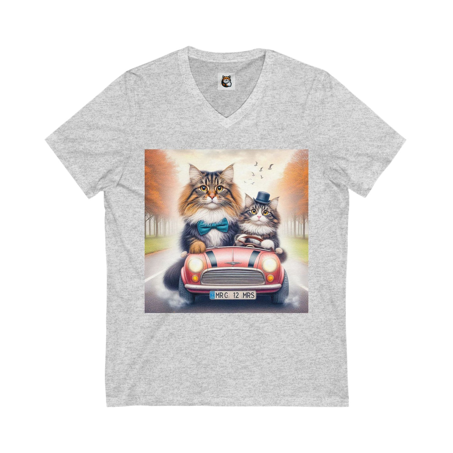 Wacky Norwegian Forest Cat Unisex Jersey Short Sleeve V-Neck Tee