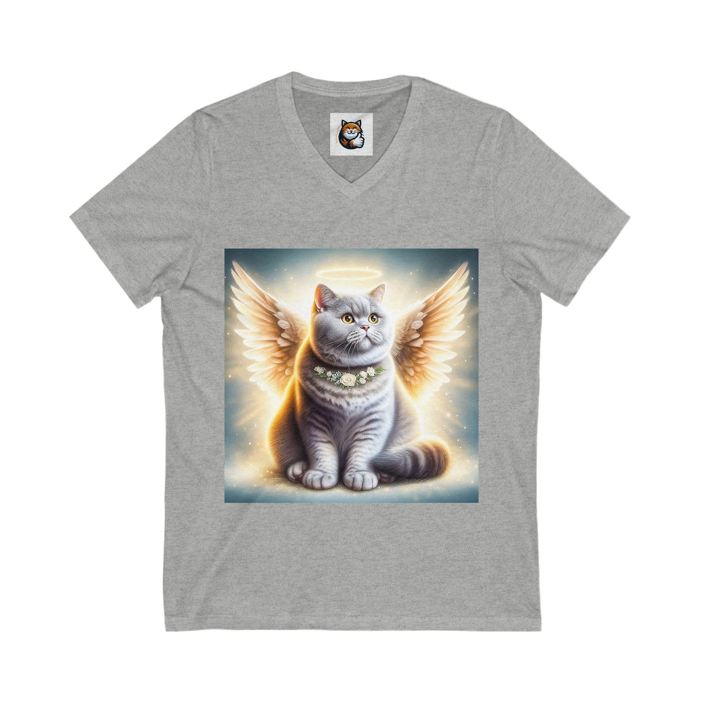British Shorthair Angel Jersey Short Sleeve V-Neck Tee