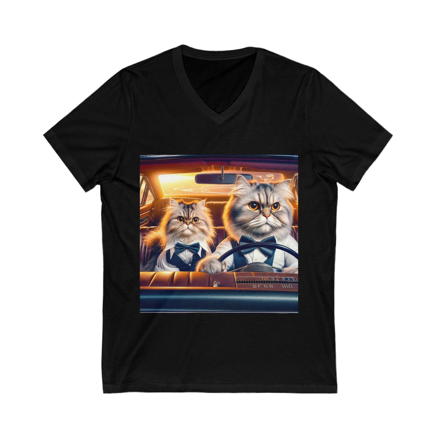 Wacky Persian Cat Unisex Jersey Short Sleeve V-Neck Tee