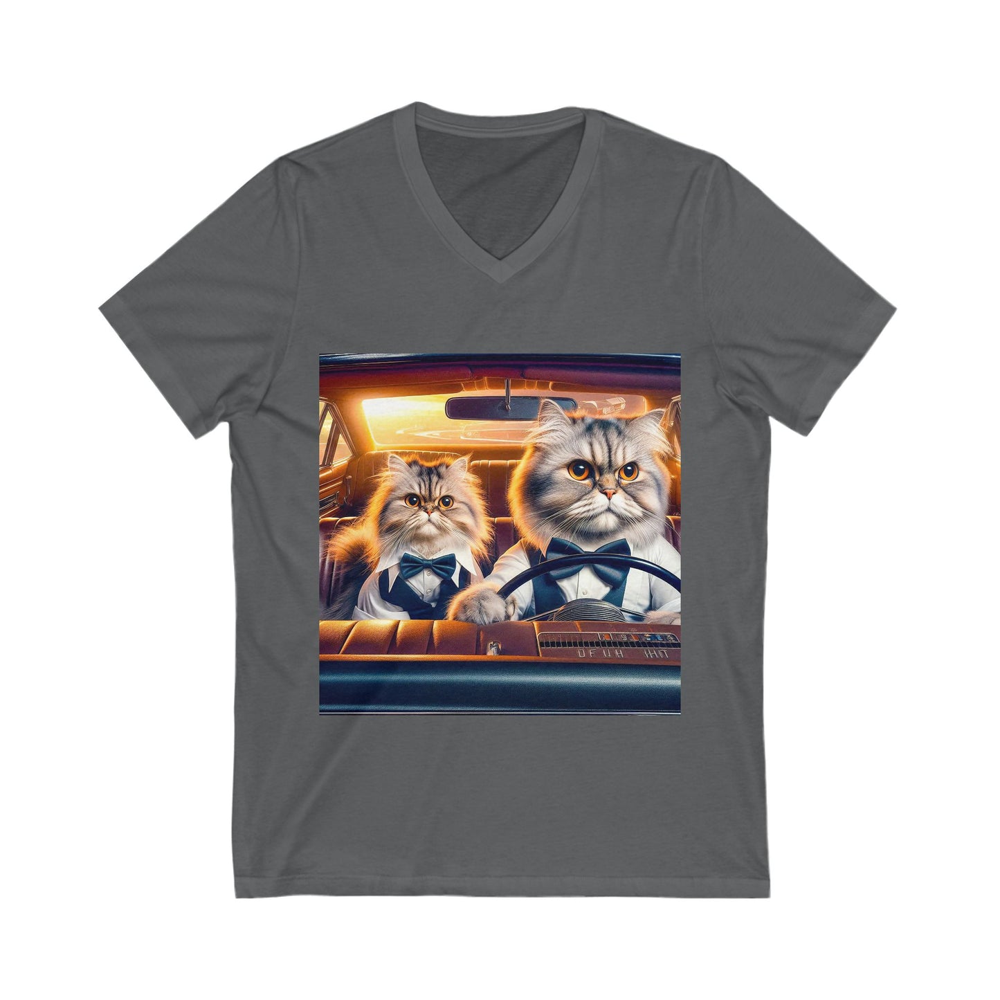 Wacky Persian Cat Unisex Jersey Short Sleeve V-Neck Tee