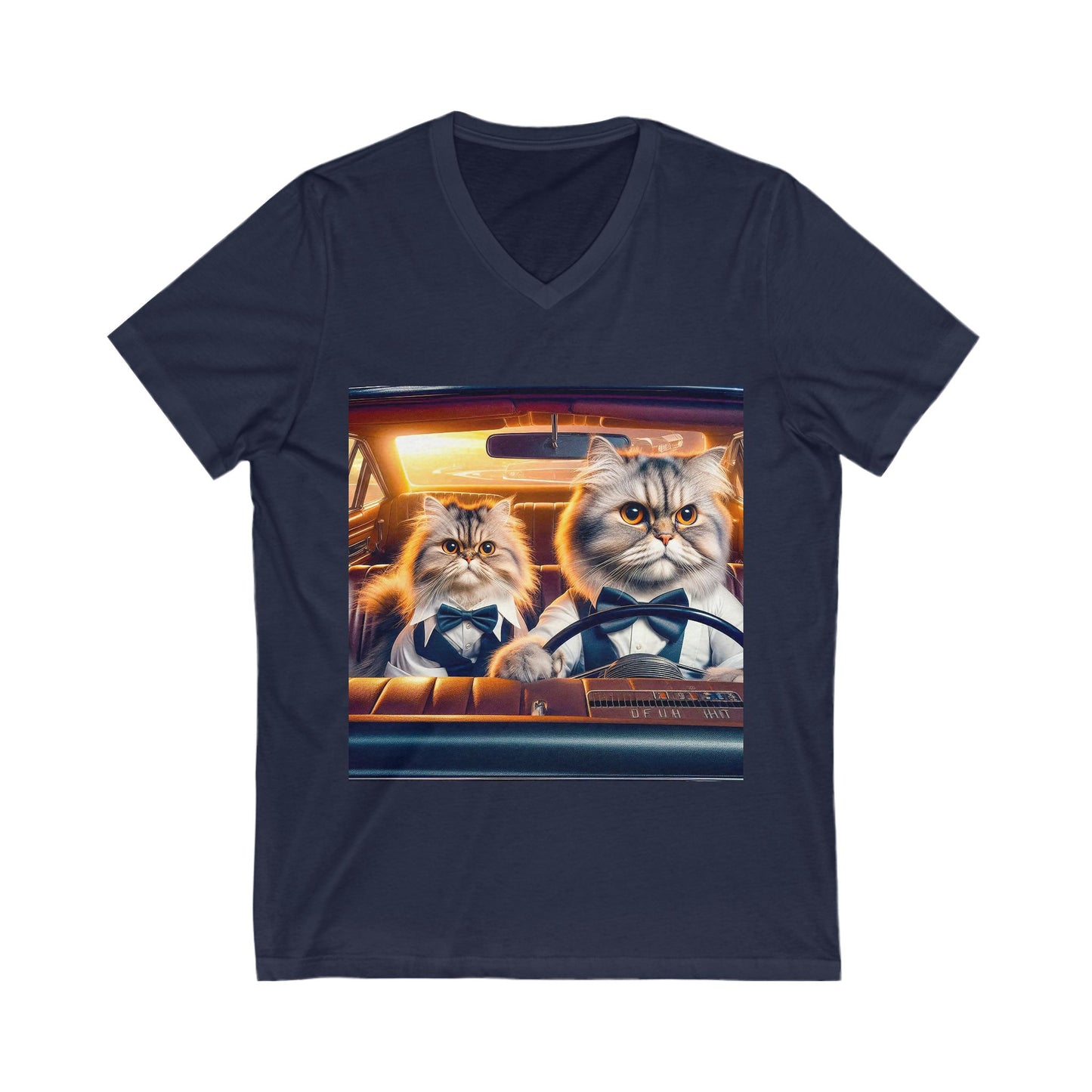 Wacky Persian Cat Unisex Jersey Short Sleeve V-Neck Tee